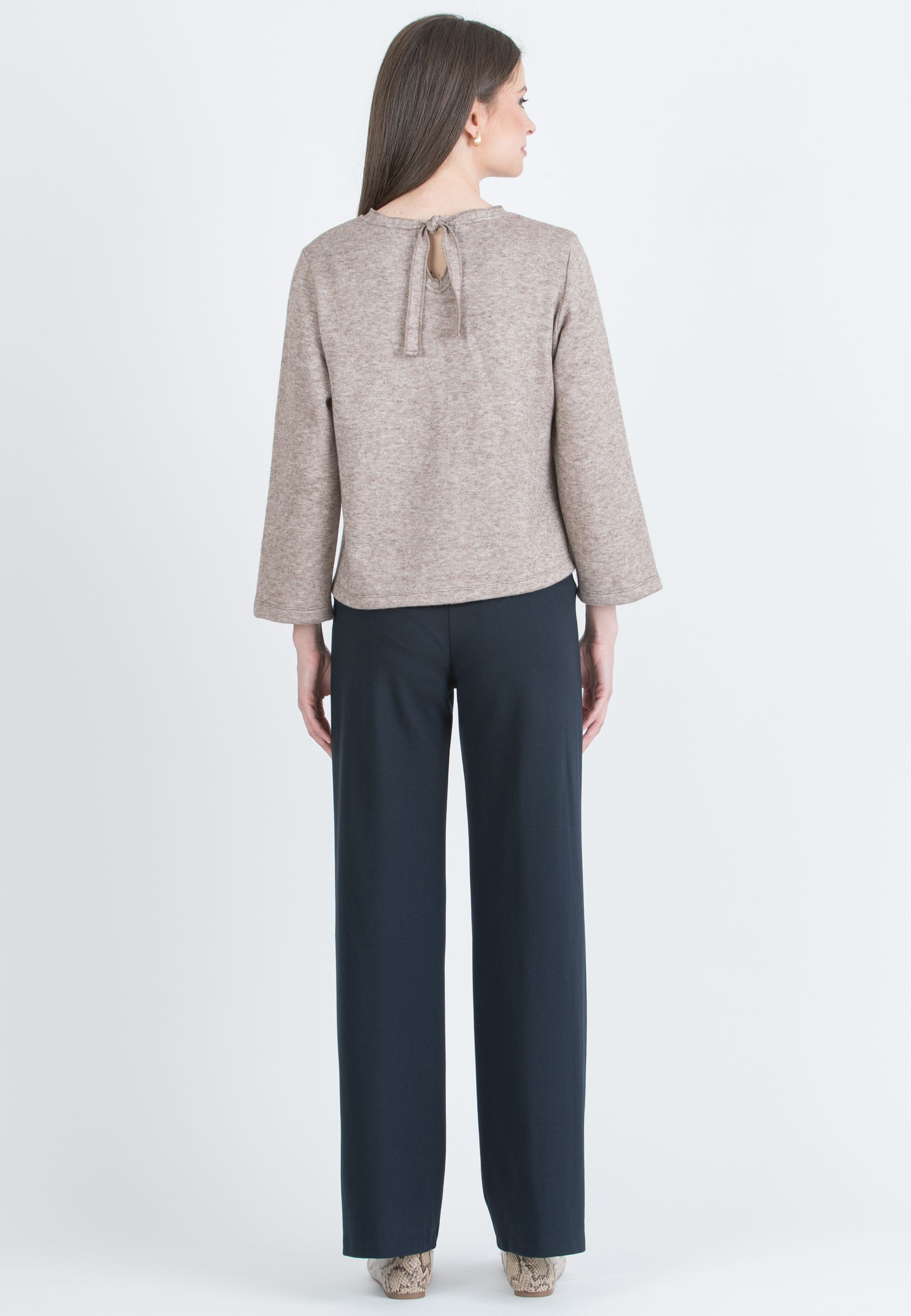 KIMBERLY P - Pantalone Premaman Palazzo in Punto Milano Invernale (Blu)