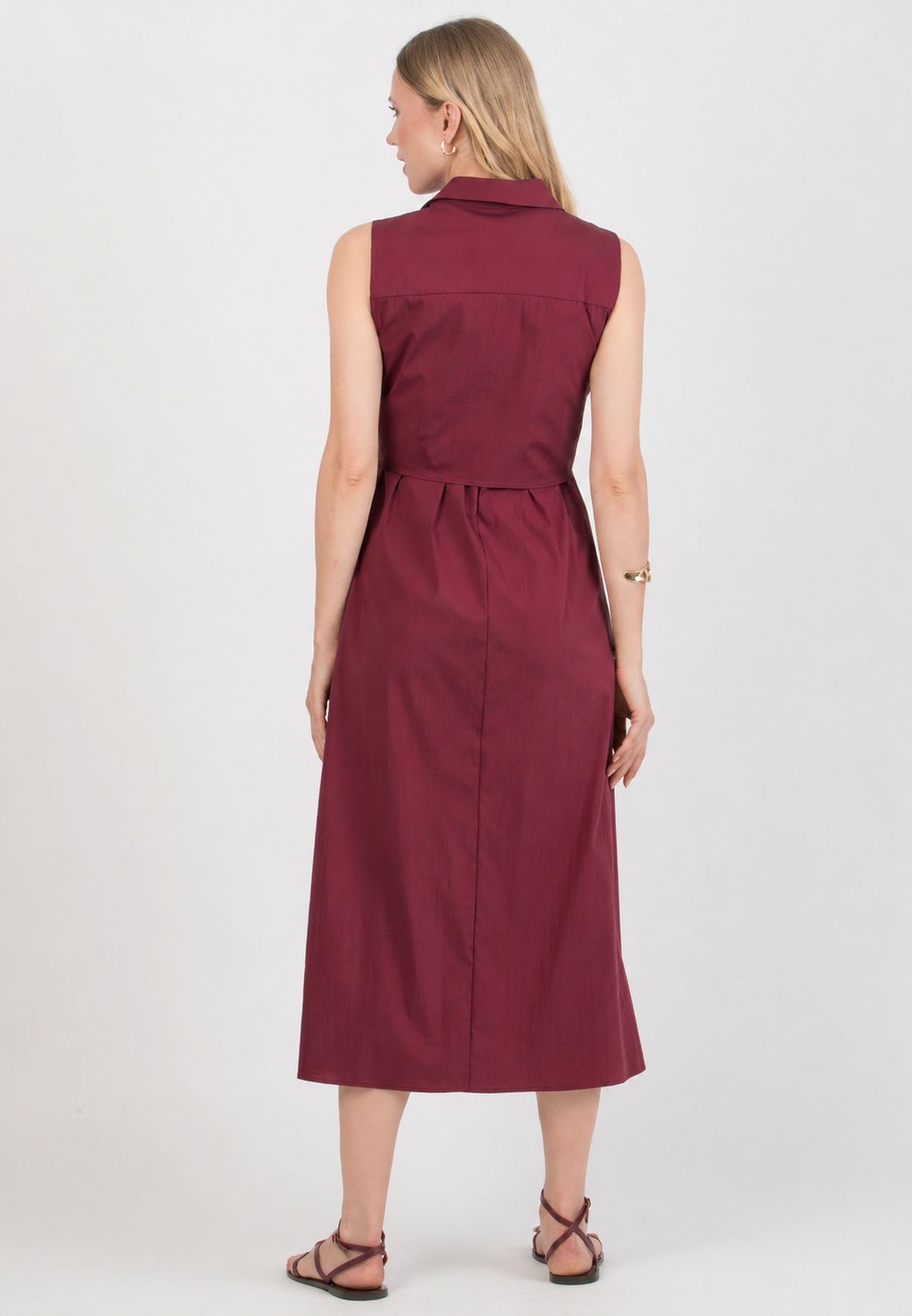 MICHELA – Maternity & Nursing Shirt-Style Dress (Bordeaux, XXS)