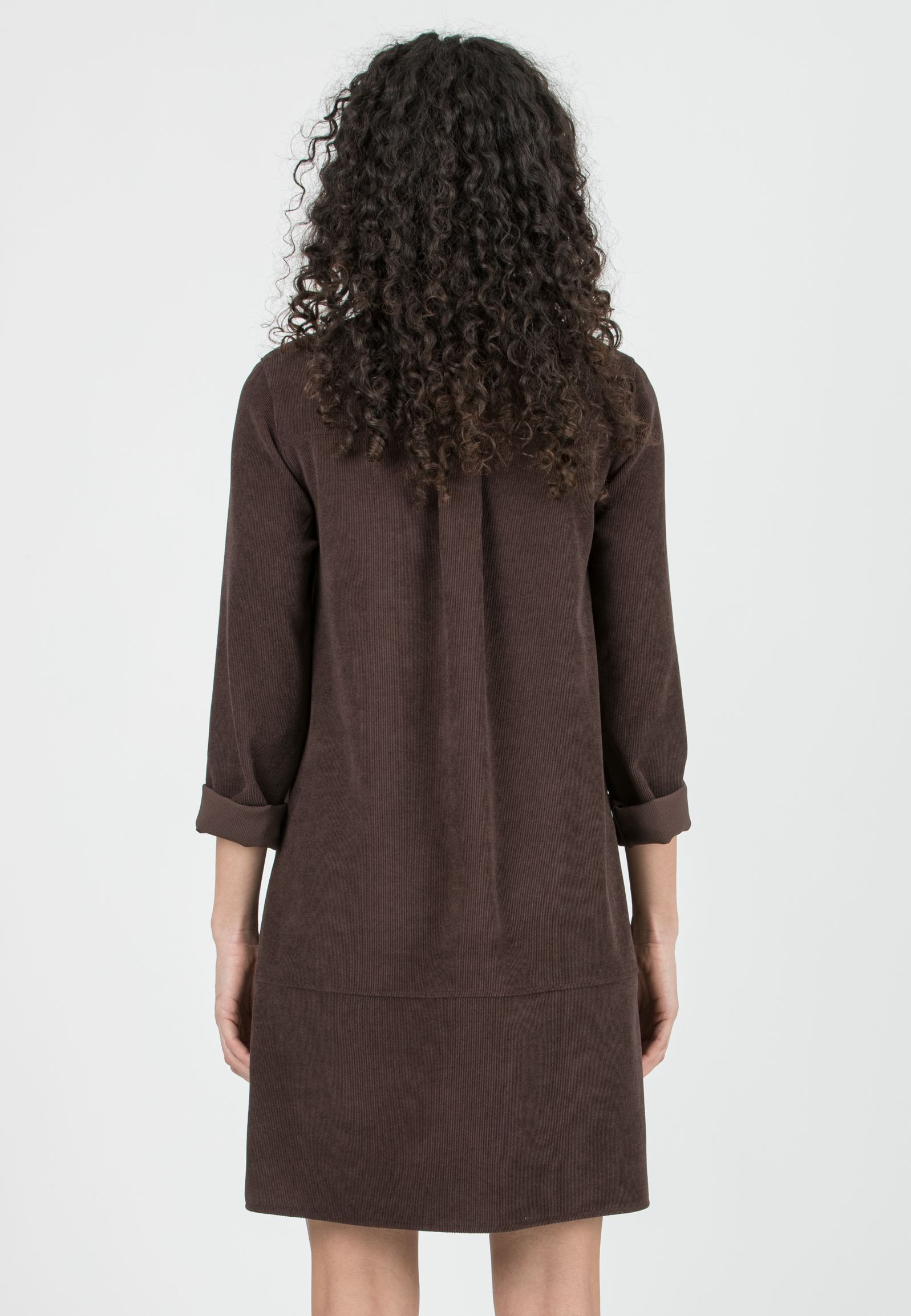 GRETA – Abito Camicia Premaman & Allattamento in Velluto (Marrone)