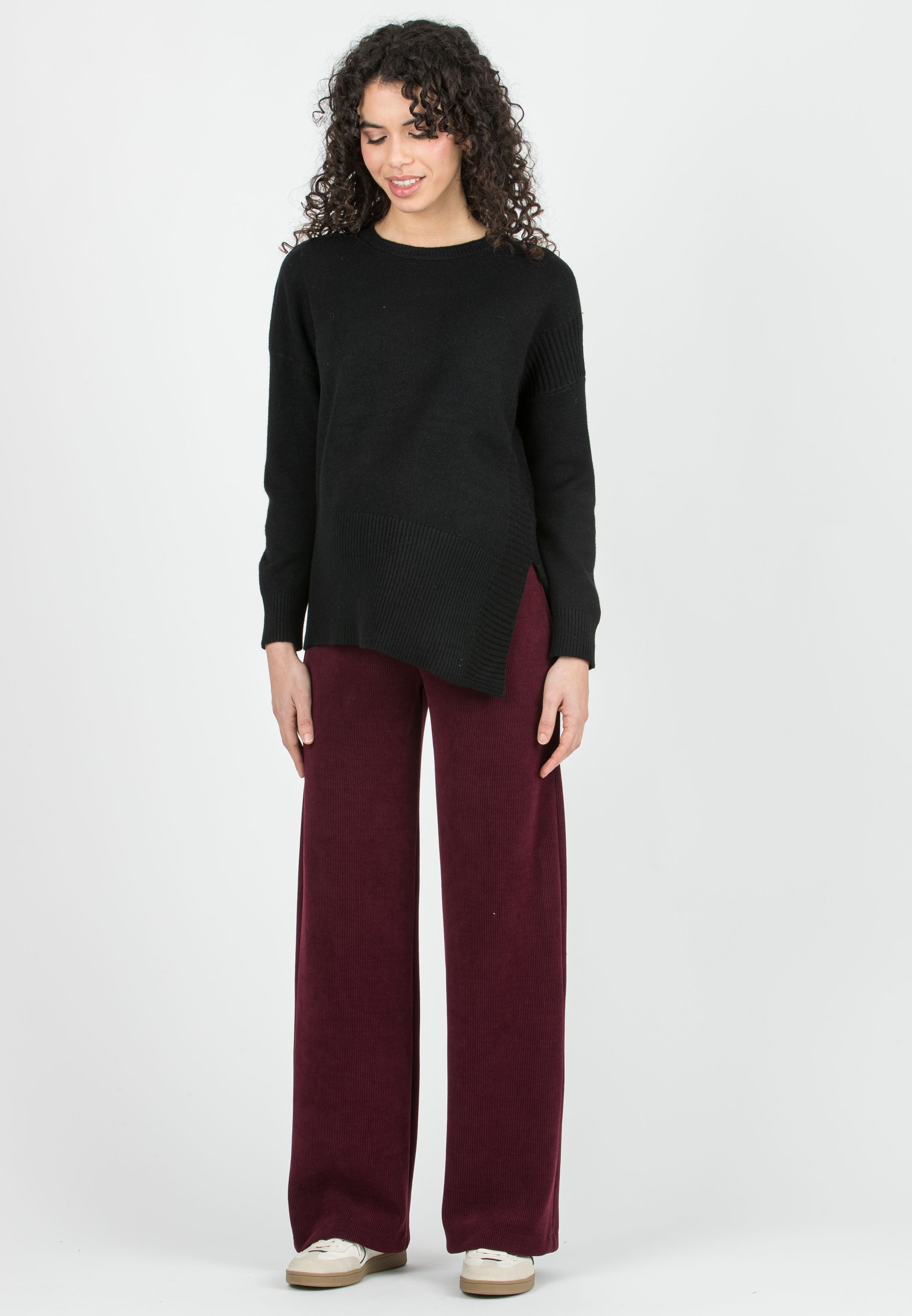 BRANDY - Maternity Wool Blend Sweater with Asymmetric Hem (Nero)