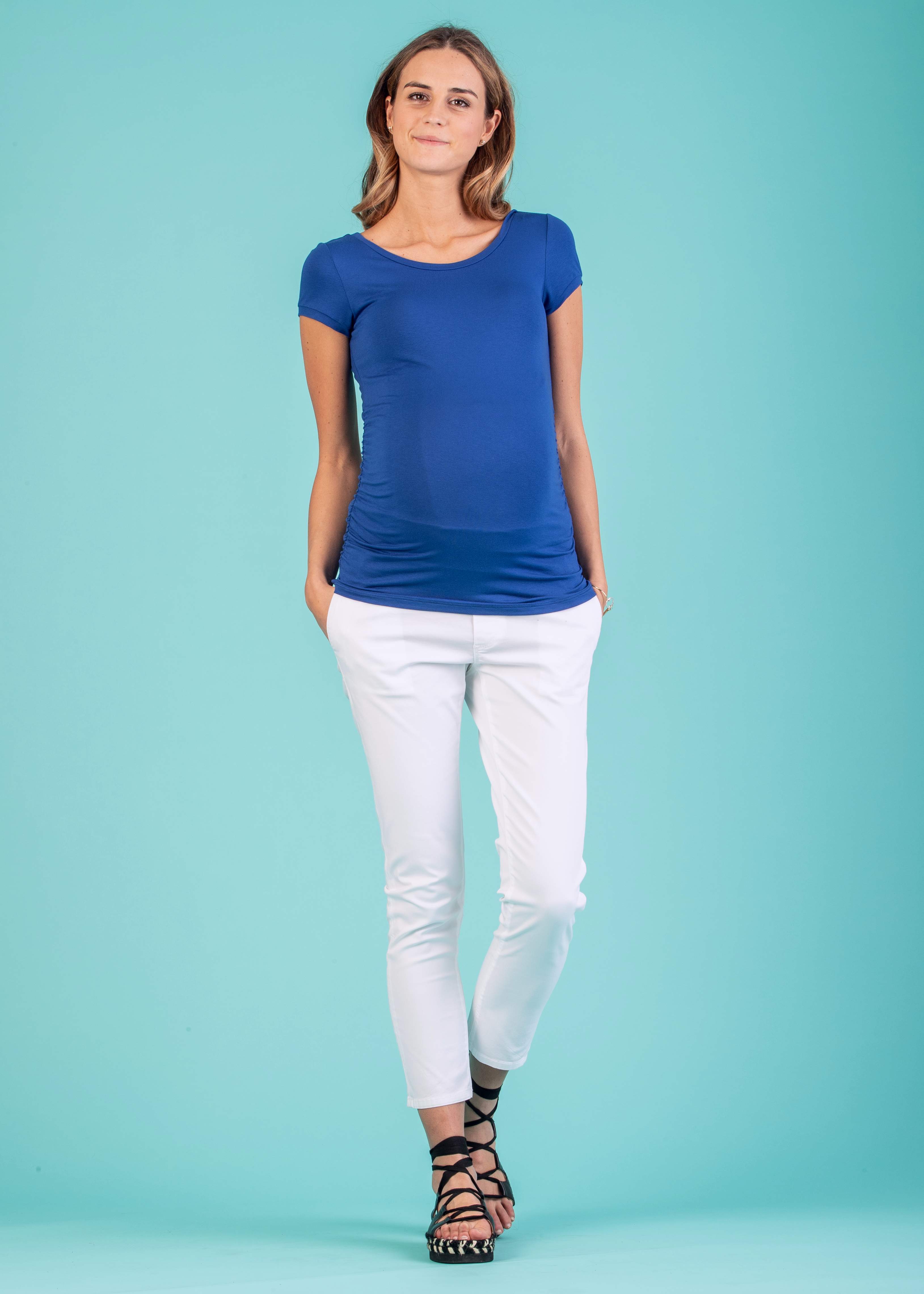 GIUDITTA - Maternity Top with Back Bow (China Blue, XS)