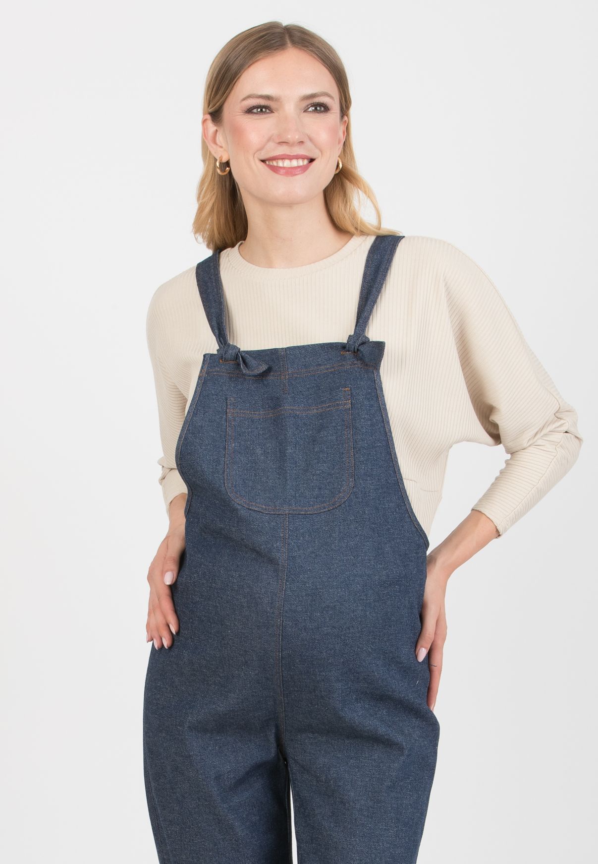 BETTA - Salopette Premaman in Denim (Blu Scuro)