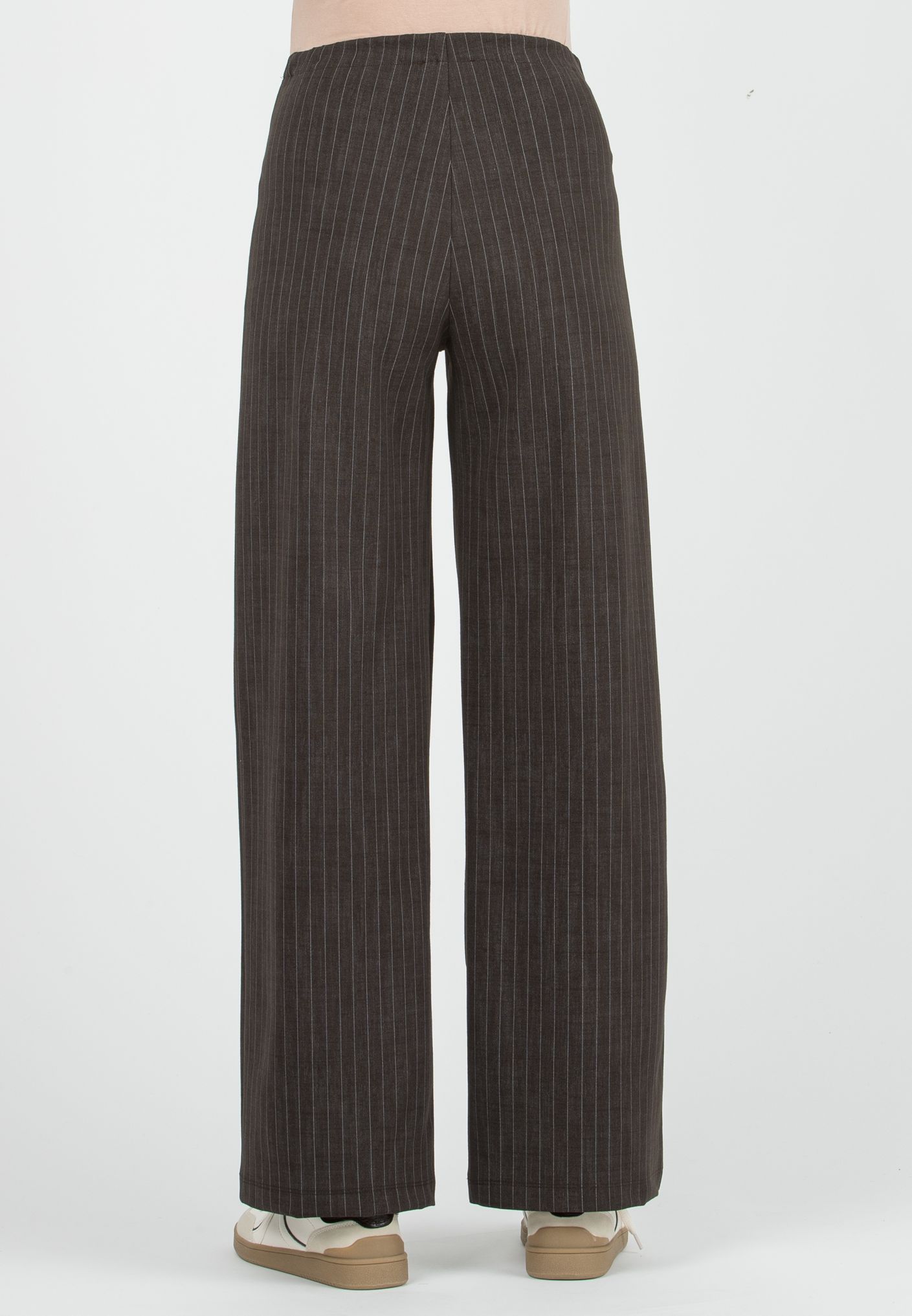 KIMBERLY G - Pantalone Premaman Palazzo in Punto Milano Invernale Gessato (Marrone)