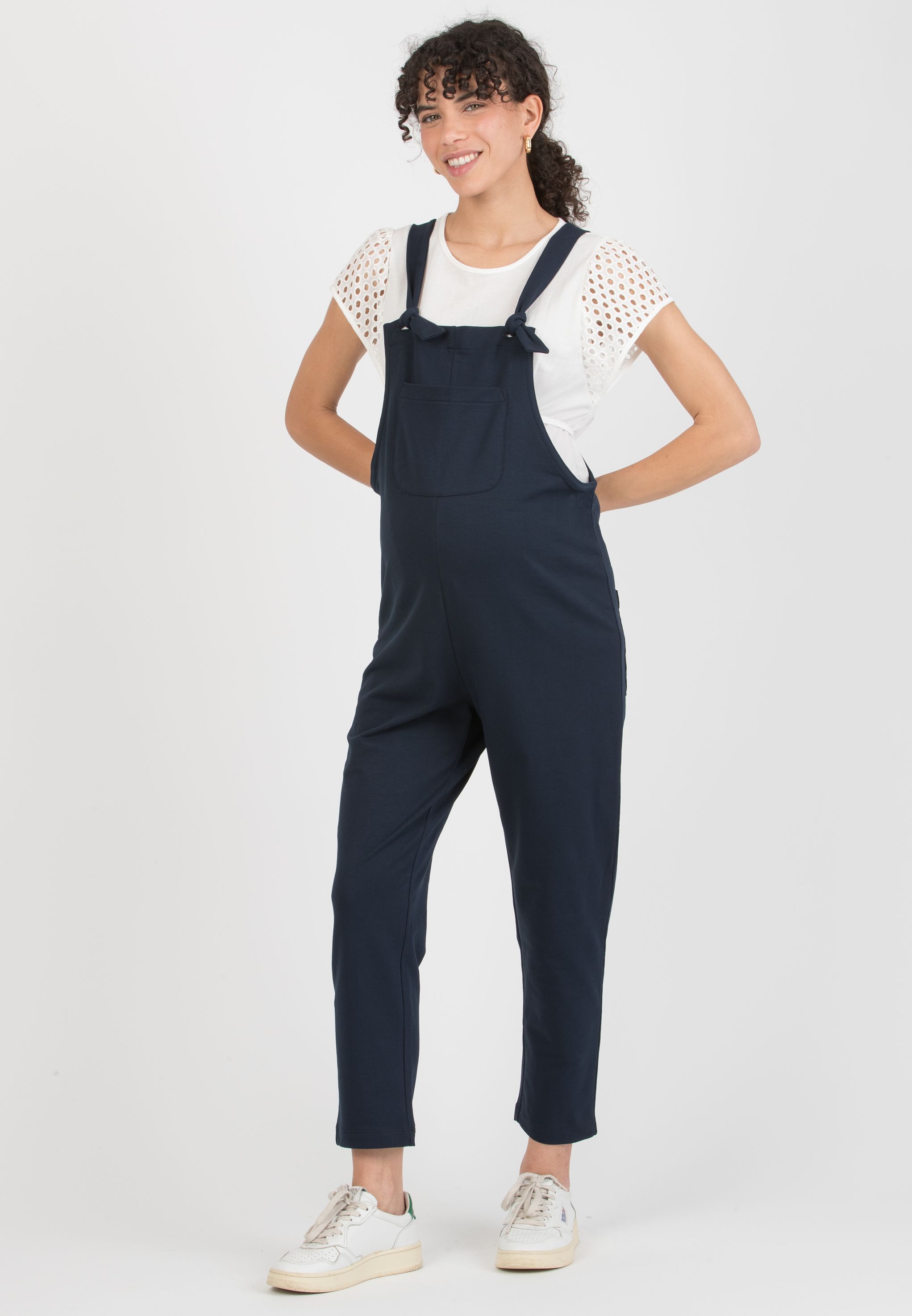 ESTER - Maternity Dungaree in Cotton Sweatshirt (Blu)