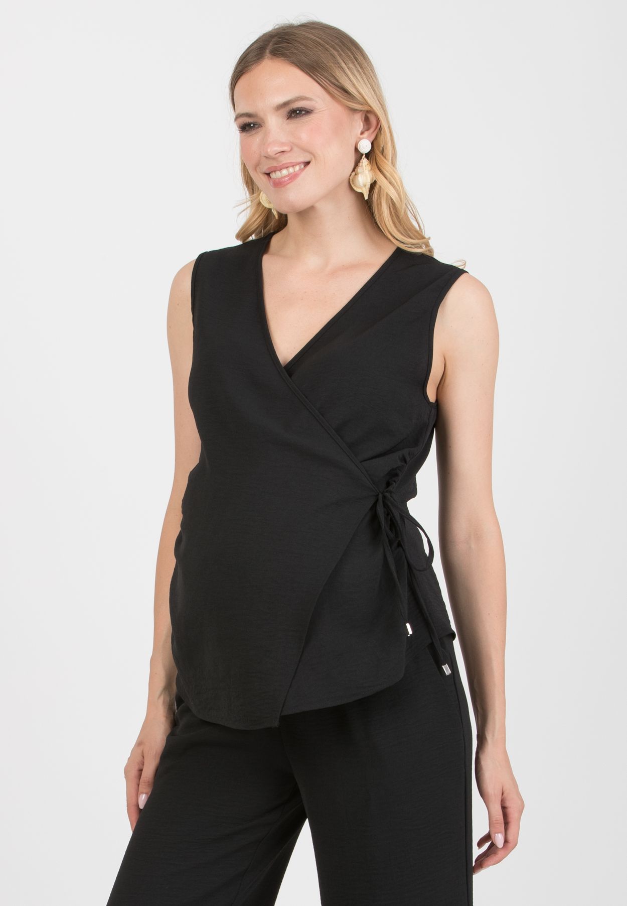 MADDOX - Cross-Over Maternity Gilet (Nero)