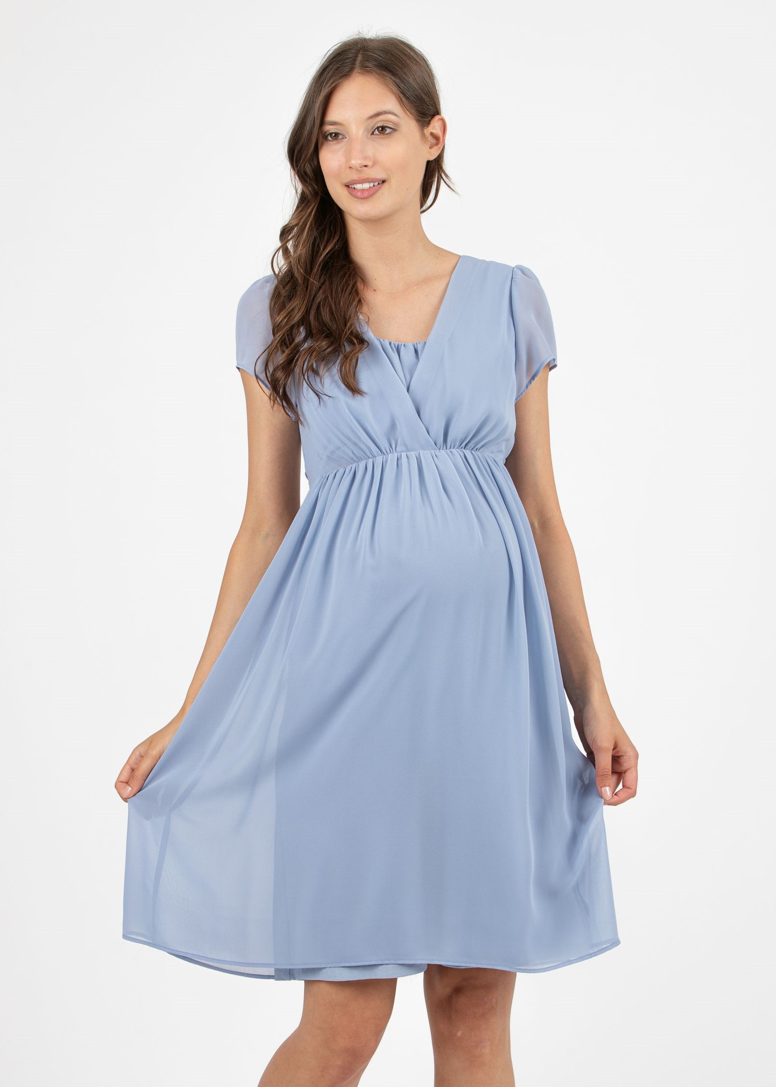 Abito Premaman & Allattamento in Georgette con Scollo Incrociato (Perla, XS)
