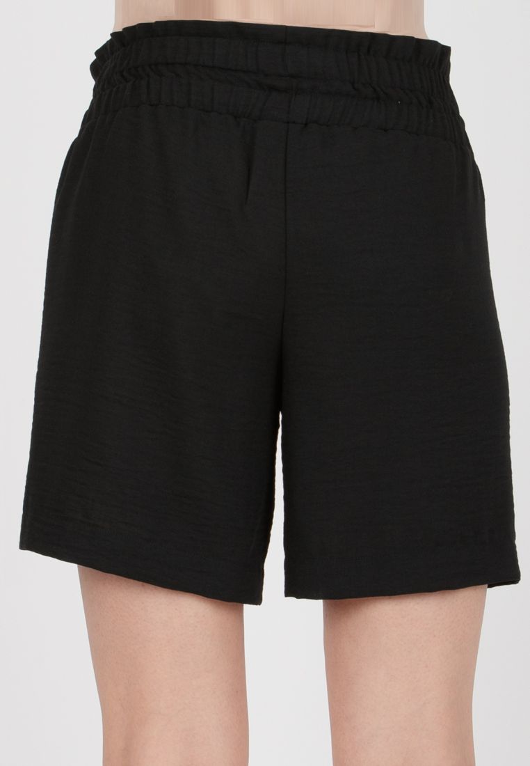 SIBILLA - Pantaloncino Premaman Effetto Lino con Elastico (Nero, XS)
