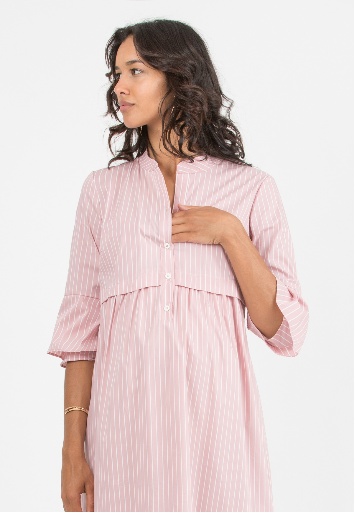 HEIDI R - Abito Premaman & Allattamento in Cotone a Righe con Maniche a Campana (Rosa, XS)