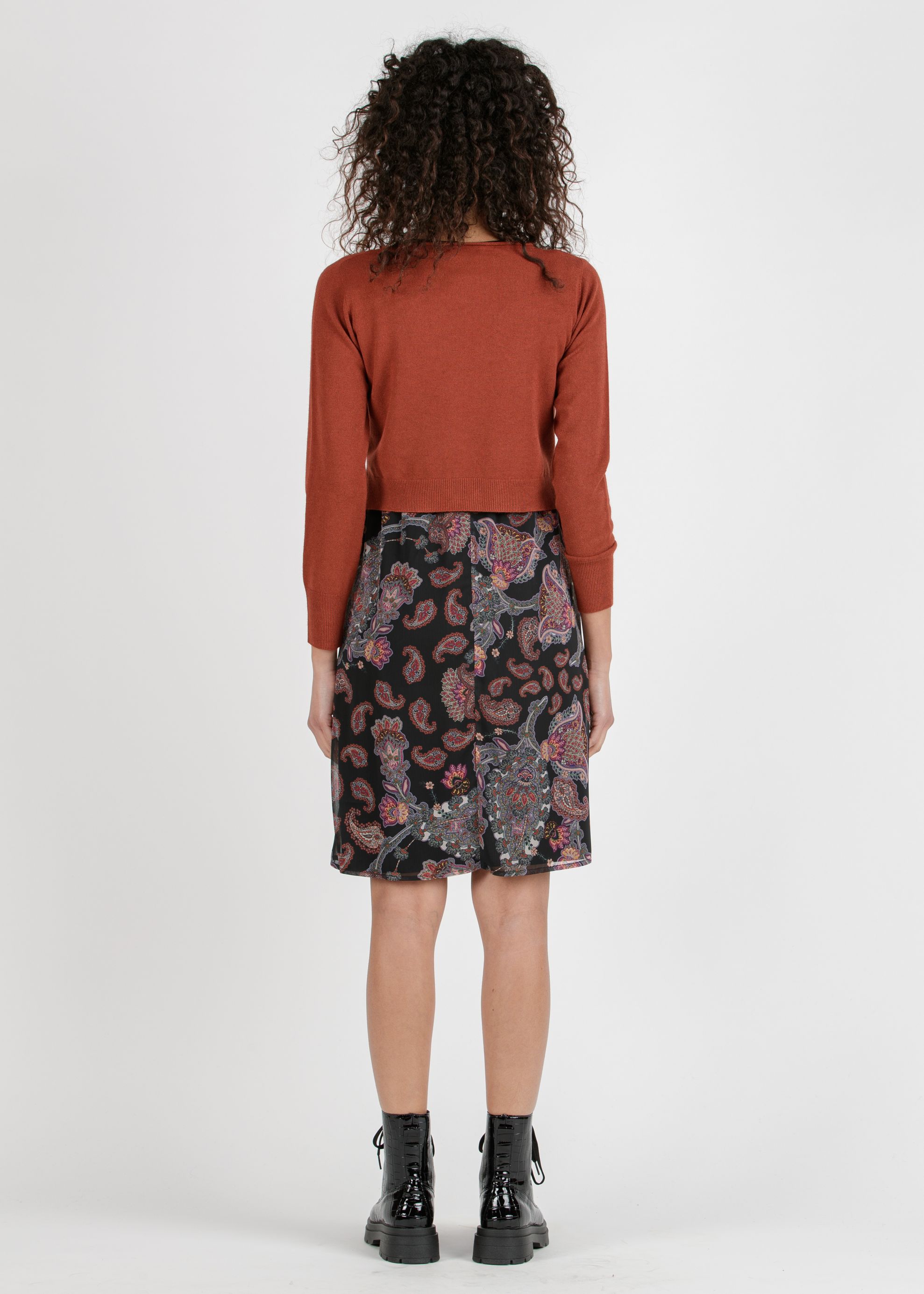 JANET - Abito Premaman & Allattamento con Stampa Paisley e Maglioncino Coordinato (Ruggine, XS)