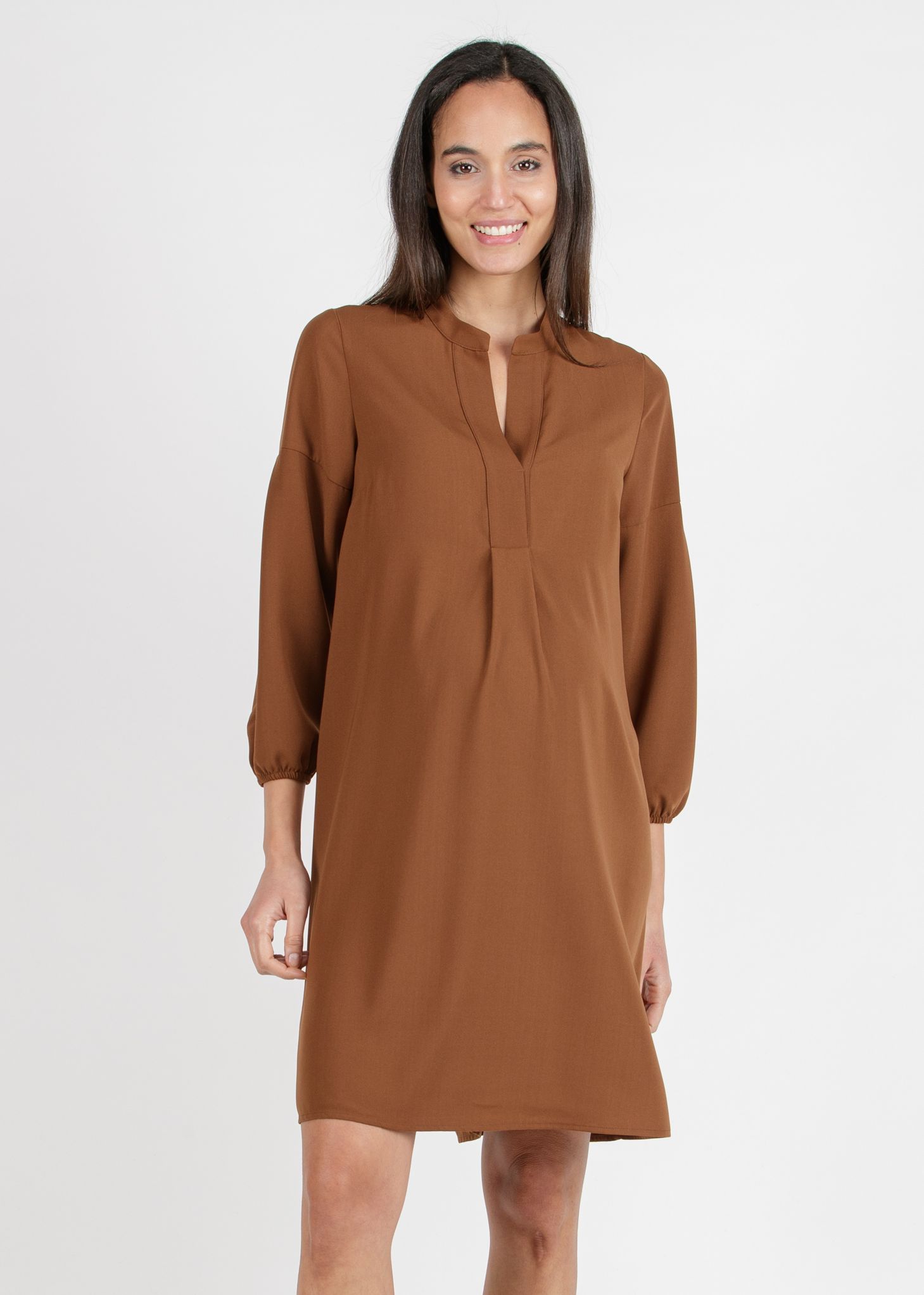 LISA - Maternity Dress with Central Pleat (Caramello, XS)