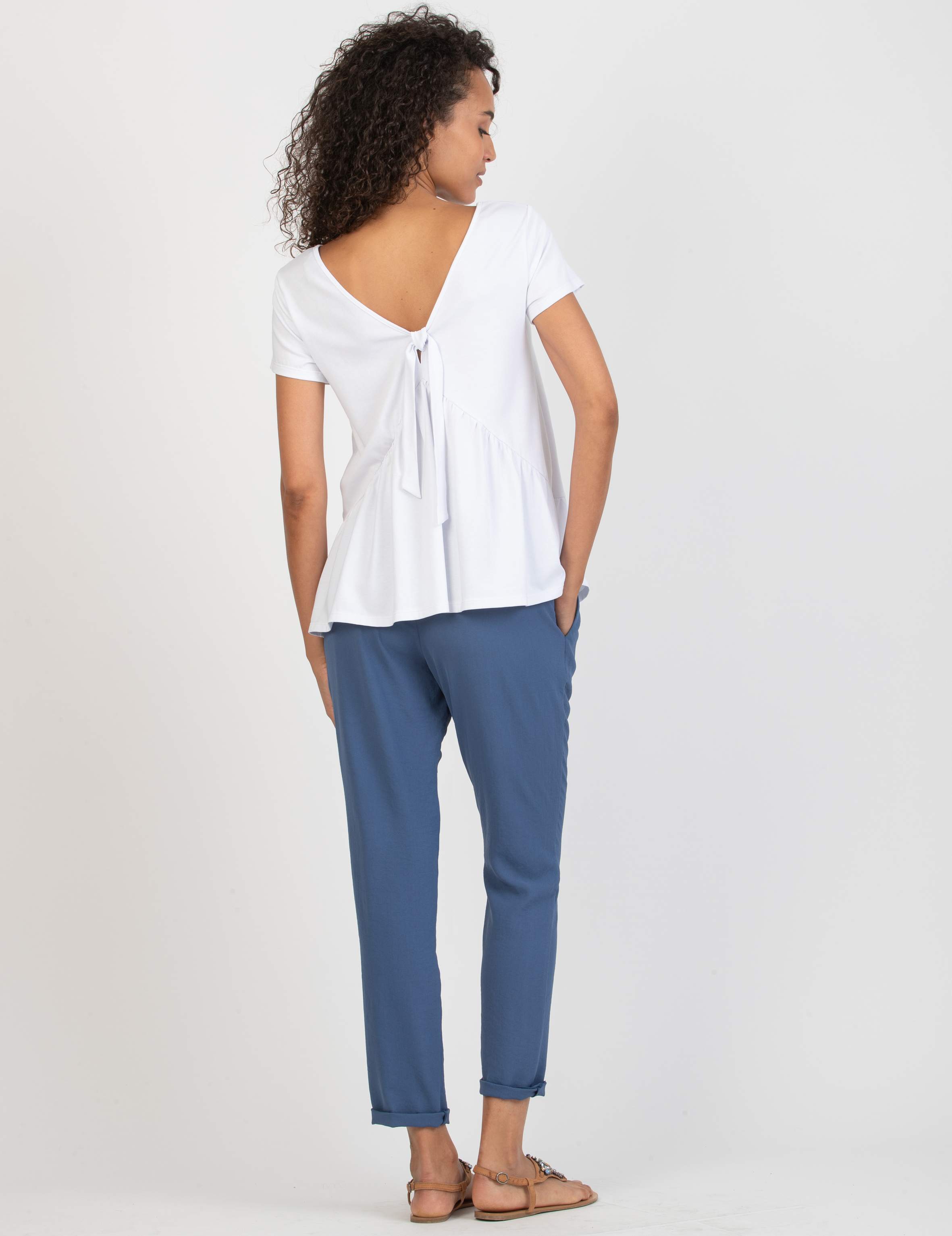 SILVIA F - Pantalone Premaman Jogger in Tela (Denim, XS)