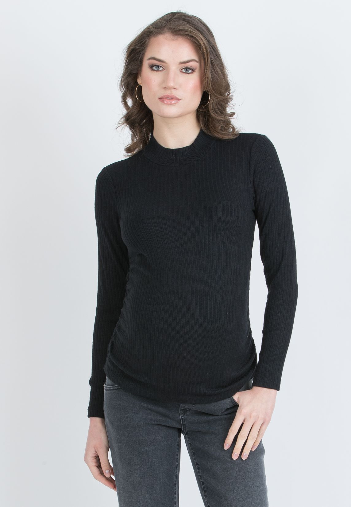 GIORDANA - Maternity Ribbed Turtleneck (Nero)