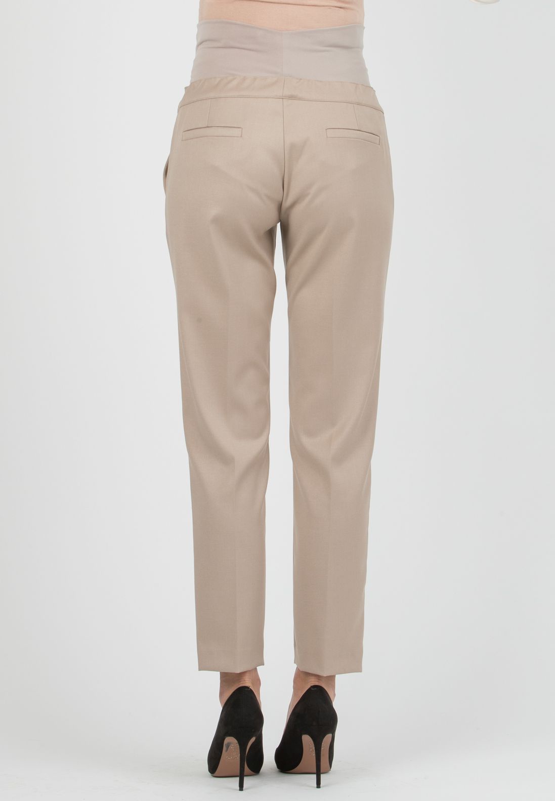 NAOMI - Pantalone Premaman da Ufficio in Morbida Flanella (Beige)