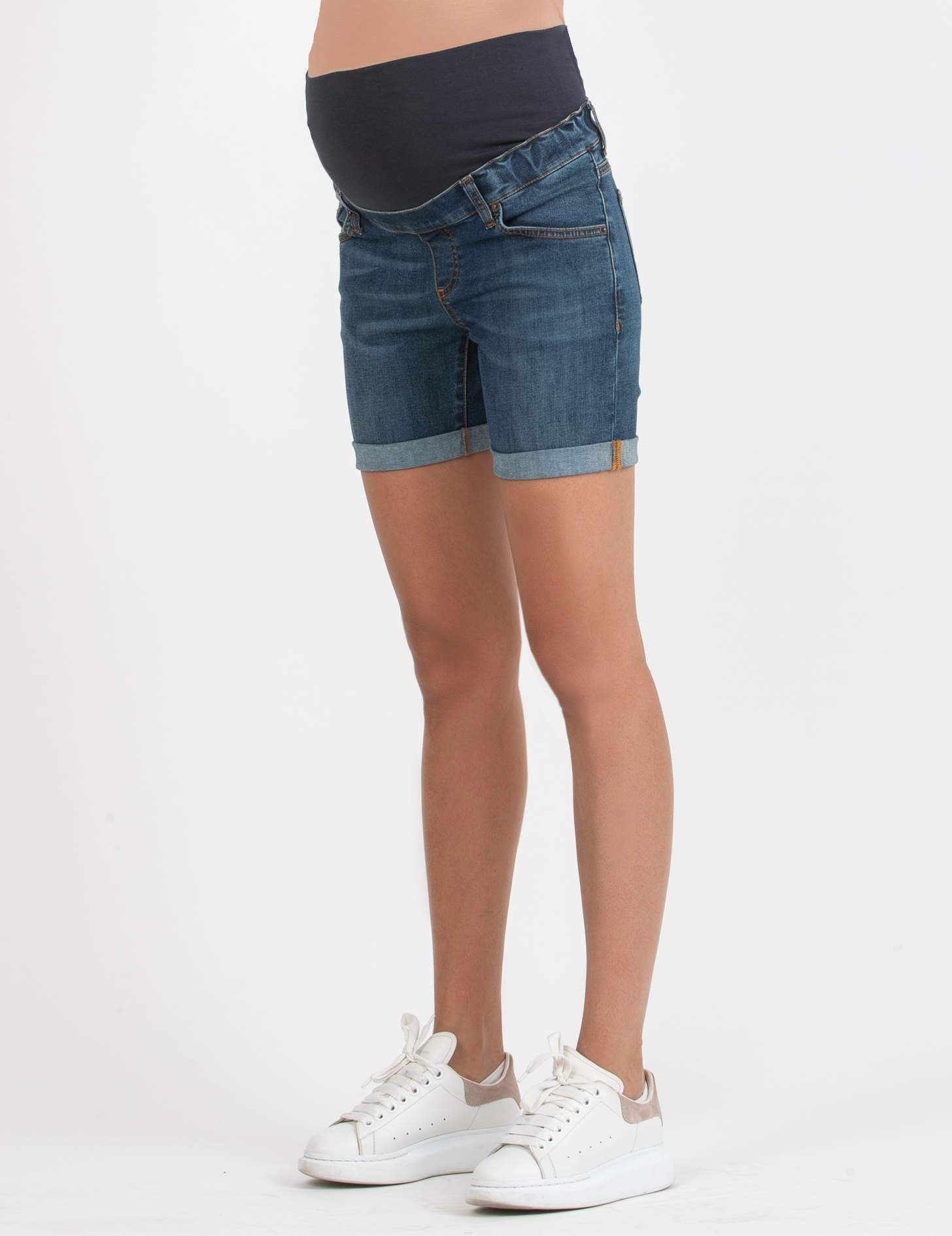 FRIDA - Shorts Maternity Jeans in Stretch Denim (Blu)