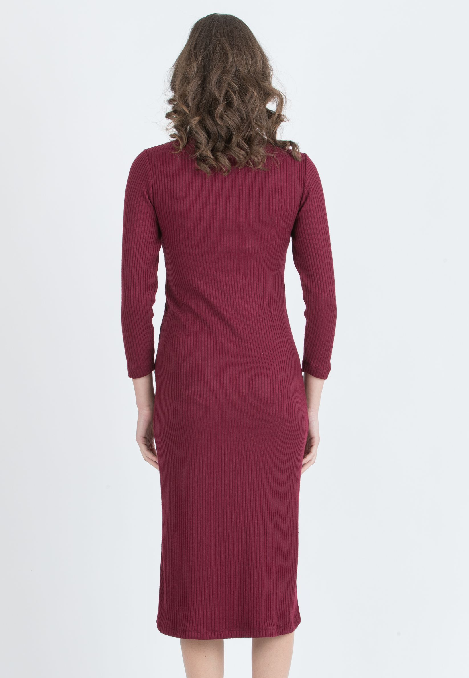 ISSA M/L – Abito Premaman & Allattamento in Maglia a Costina con Nodo (Bordeaux)