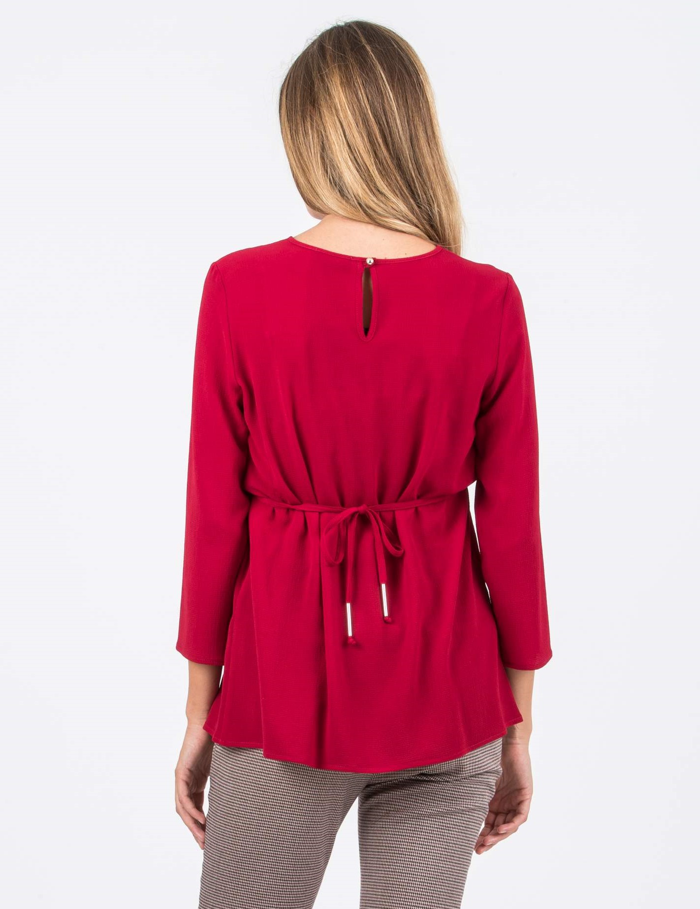 LUCY - Maternity Blouse with Front String (Red, XS)