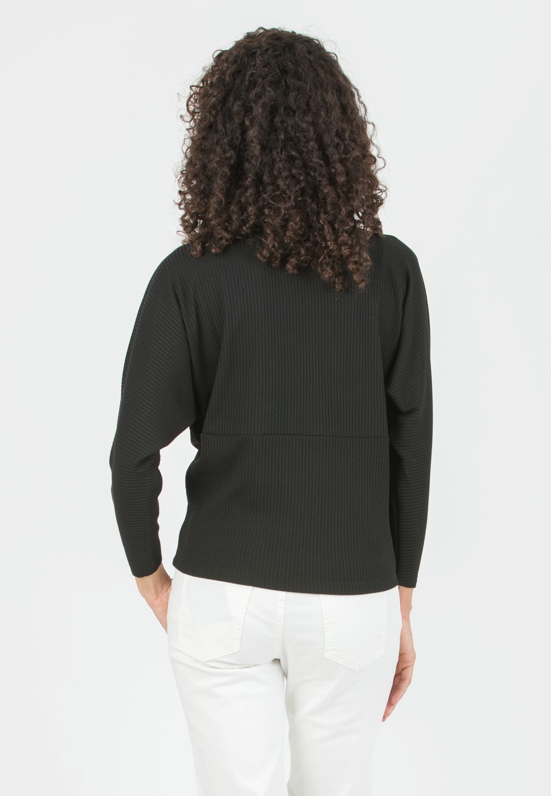 VIRGINIA - Maternity Ribbed Top with Batwing Sleeves (Black, XXS)