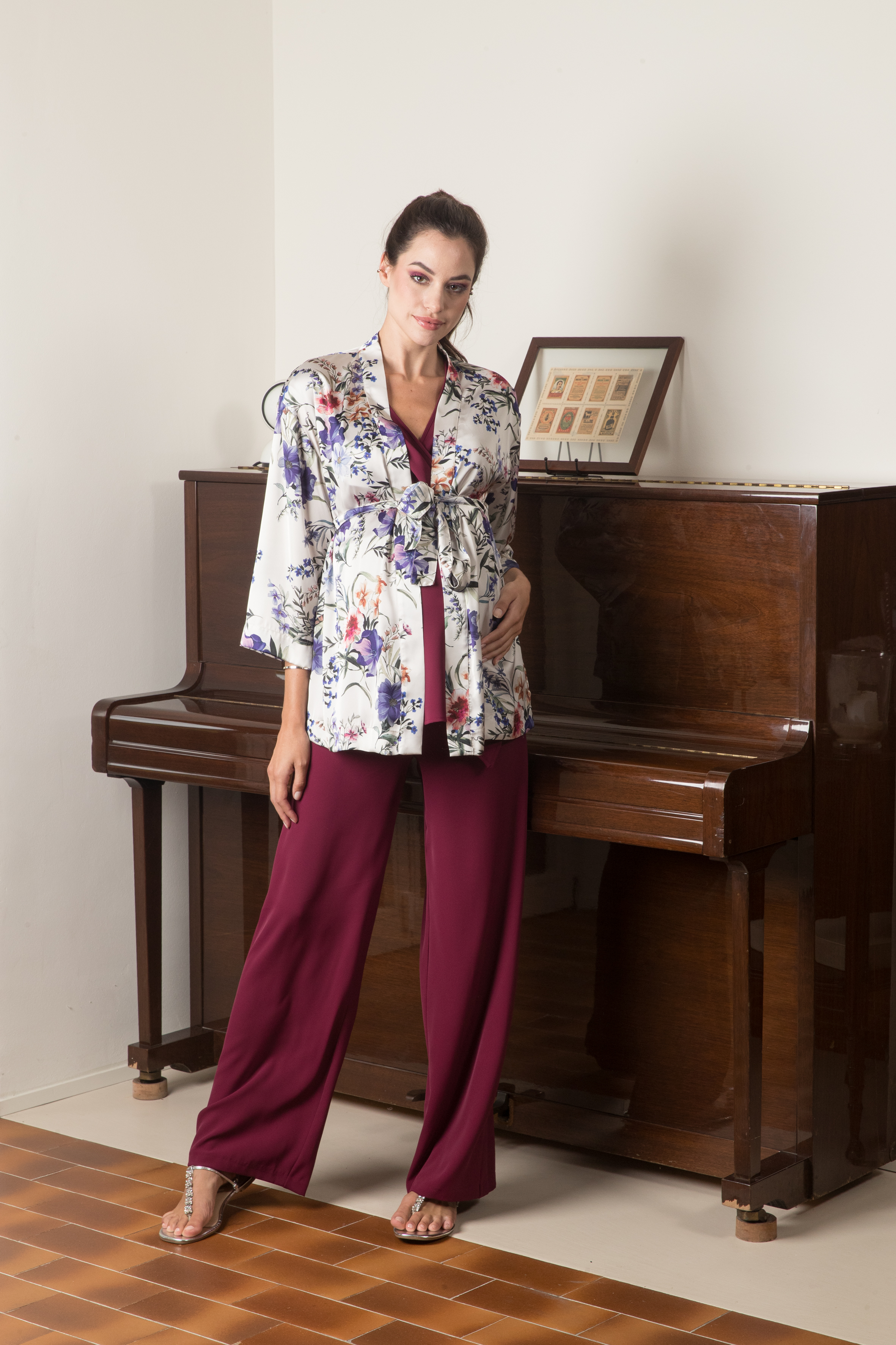 CLARISSA M - Top Premaman & Allattamento Sbieco in Cadì (Bordeaux)