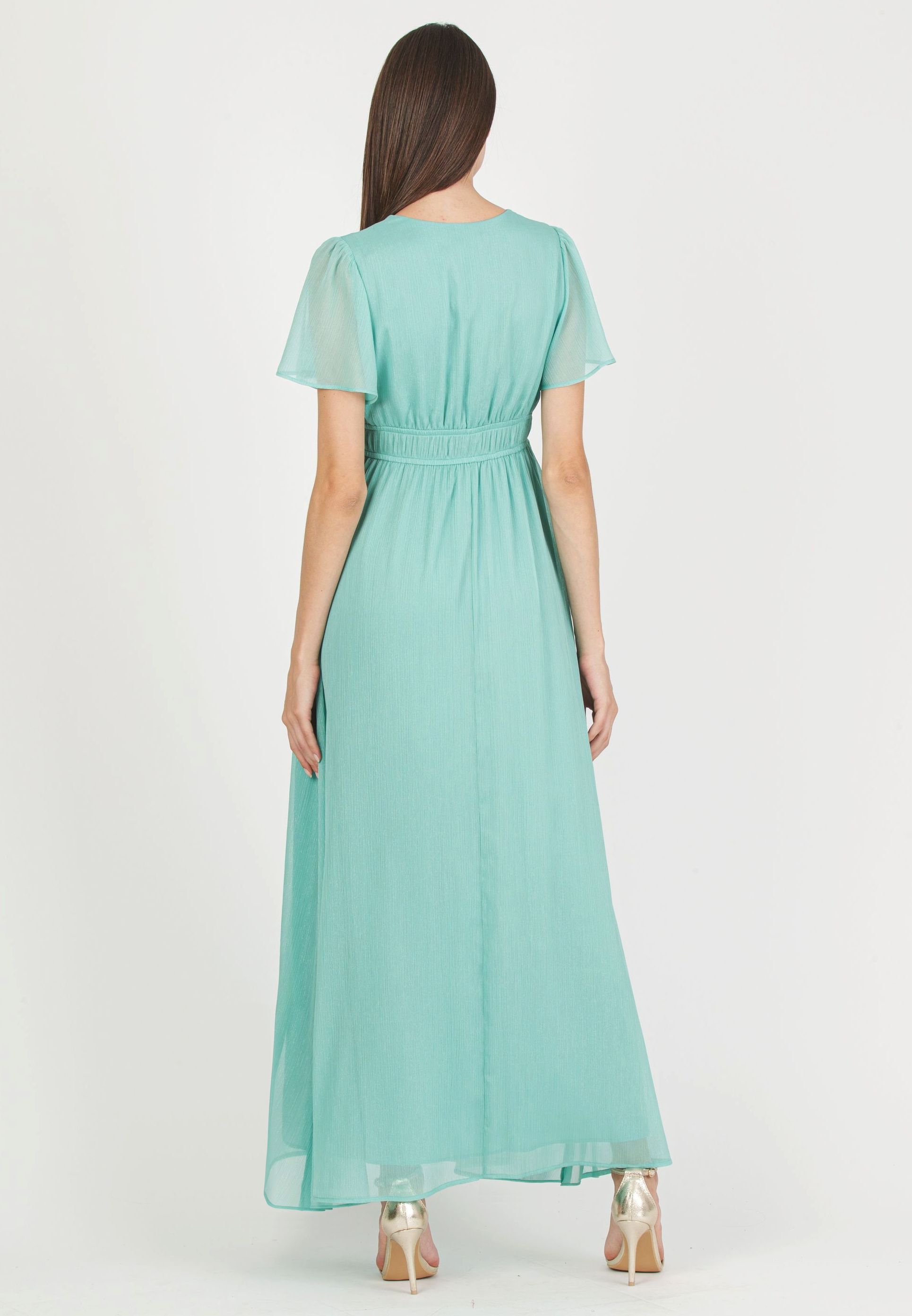 PRISCILLA - Abito Premaman in Chiffon Lurex con Elastici in Vita (Acqua, XS)