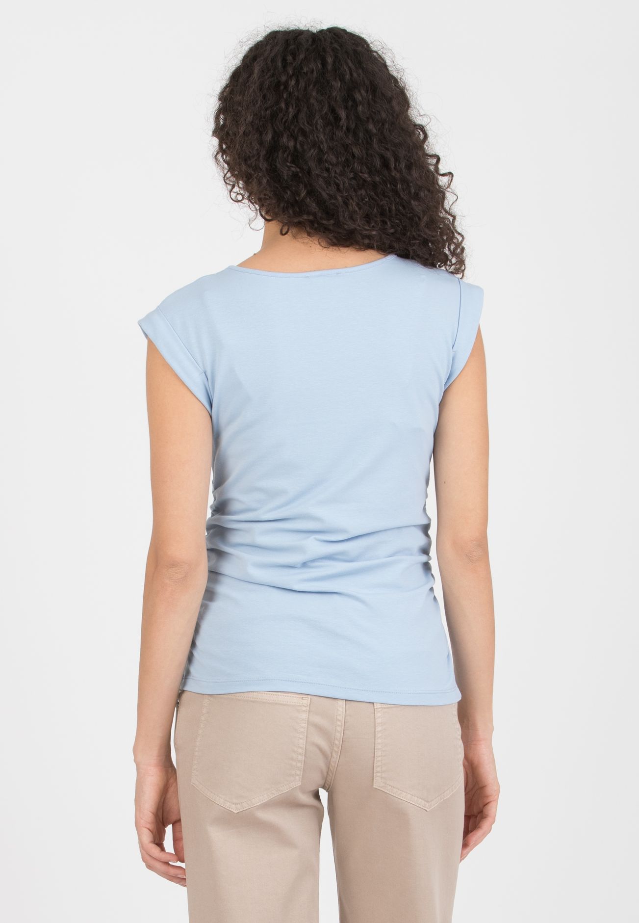 PARIS - Maternity Cotton Top with Knot Detail and Side Ruching (Azzurro)