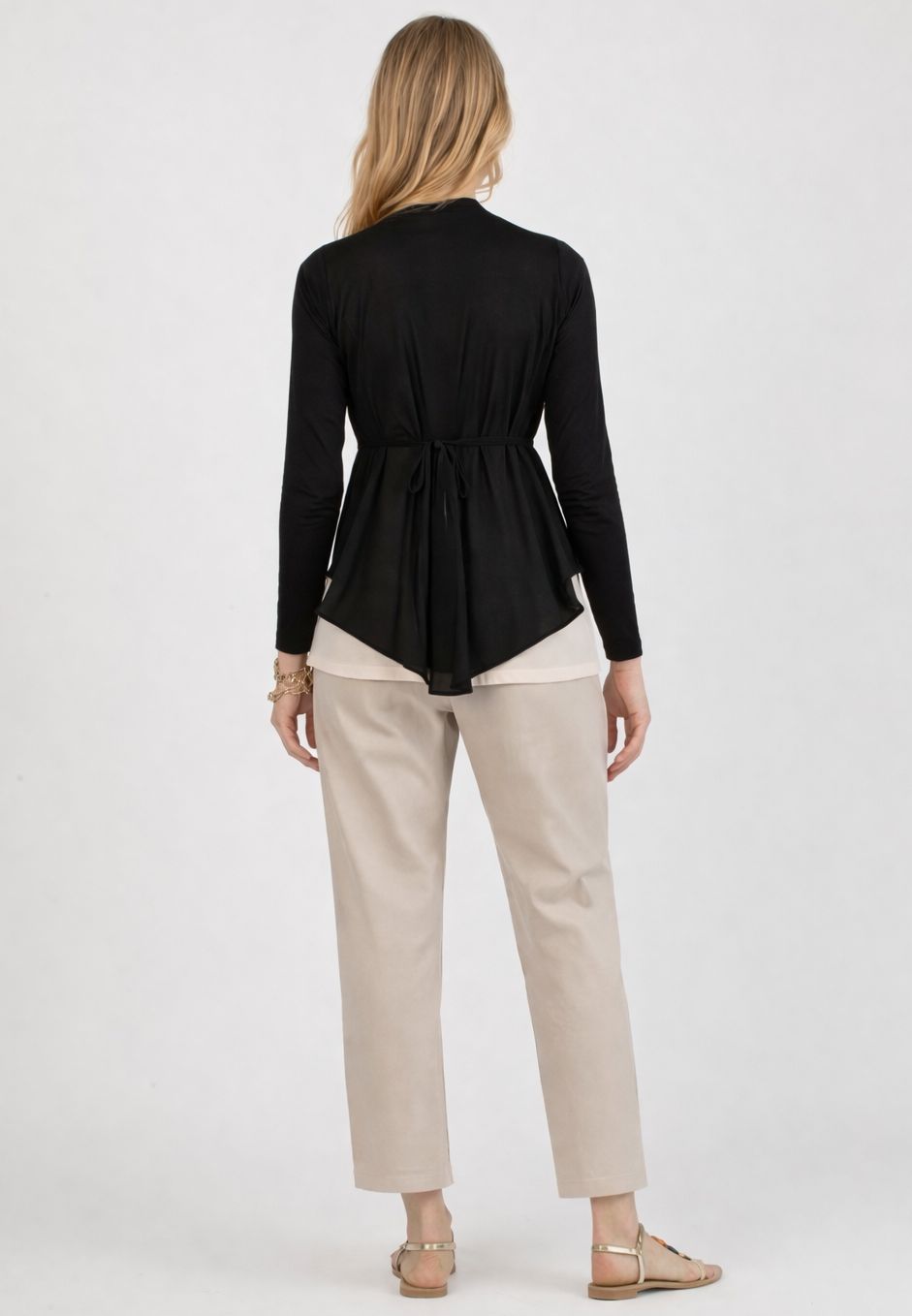 Maternity Cardigan with Front Side in Chiffon (Black, XS)
