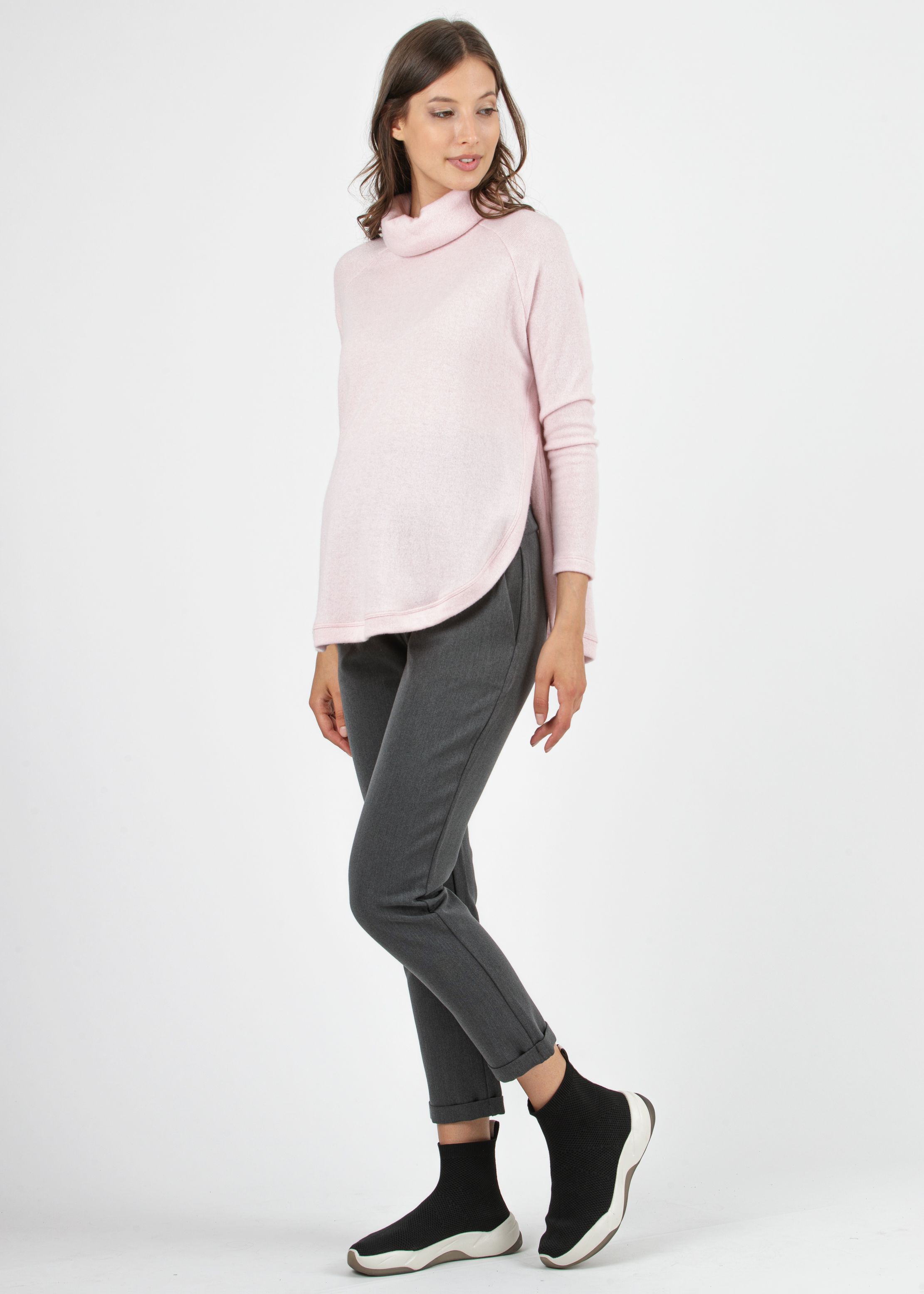 CAROLA - Pantalone Premaman Relax Fit In Gabardina (Antracite, XS)