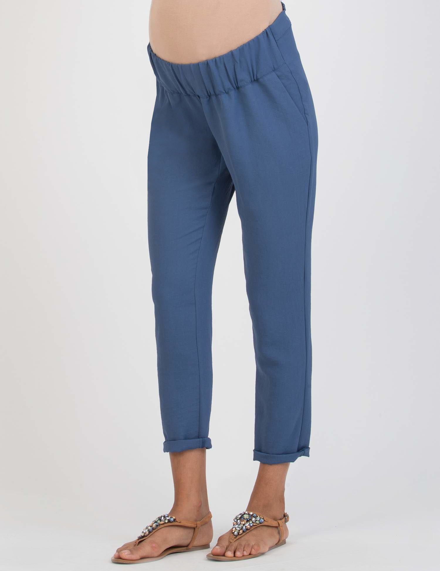 SILVIA F - Pantalone Premaman Jogger in Tela (Denim, XS)