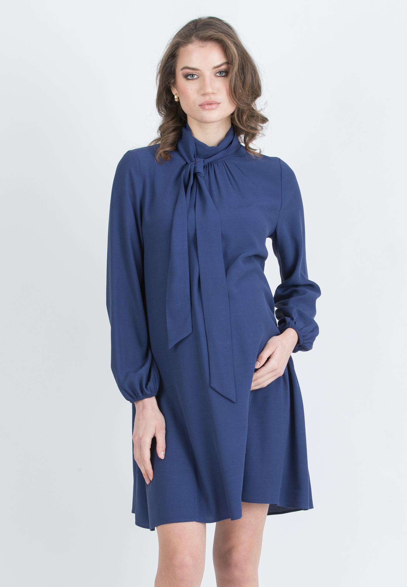 EMILY – Abito Premaman in Viscosa con Fiocco (Blu Tampone)