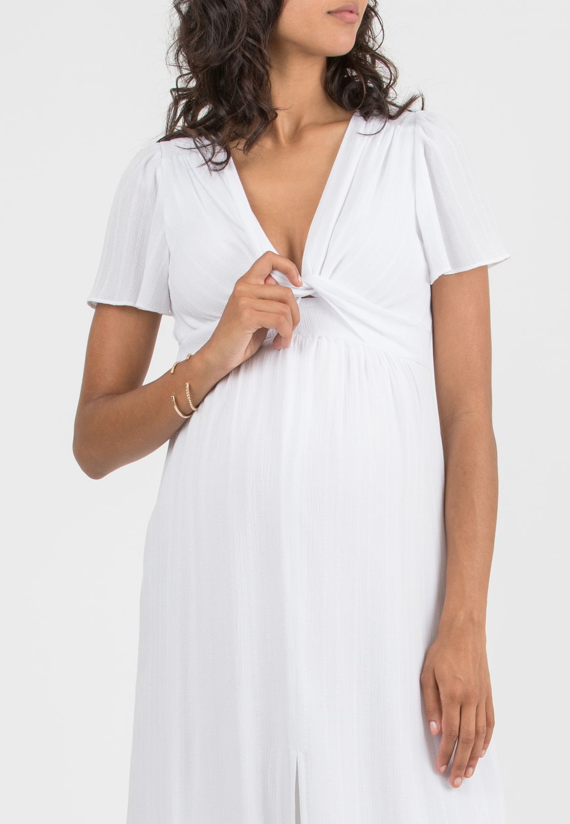 RAYA - Abito Premaman & Allattamento in Leggera Viscosa Ricamata (Bianco Ottico, XS)