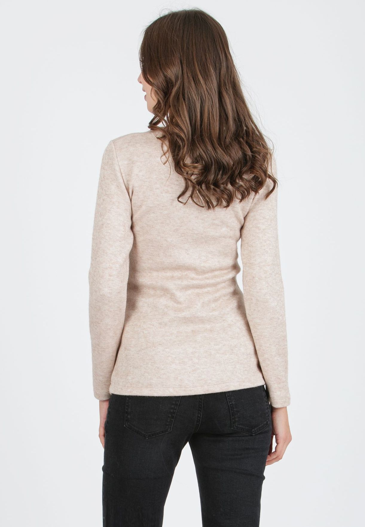 AMELIA M - Maternity Sweater in Viscose Yarn with Waistband (Ecru')