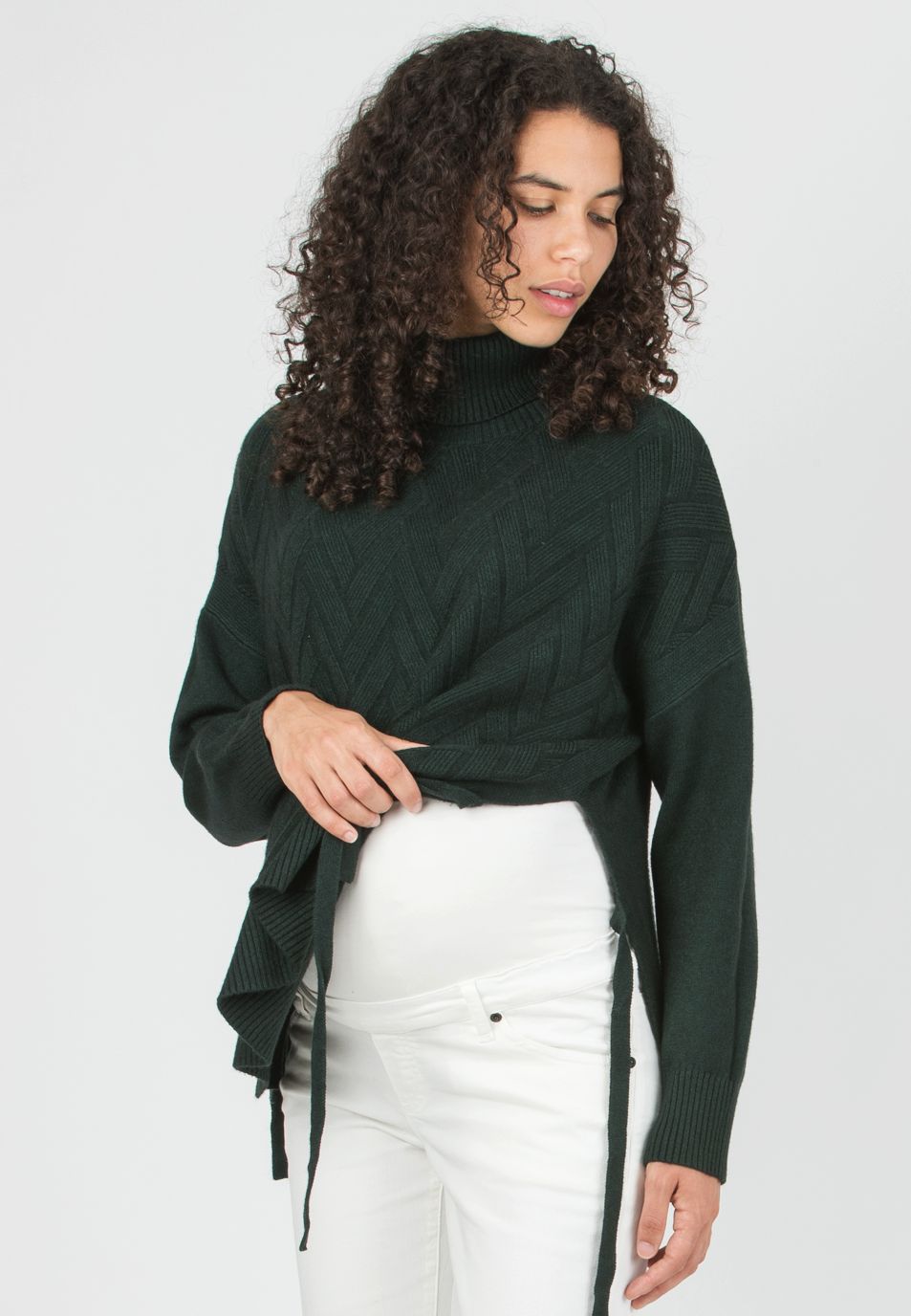 ALLISON -  Maternity & Nursing Wool Blend Sweater with Side Openings (Verde Scuro)