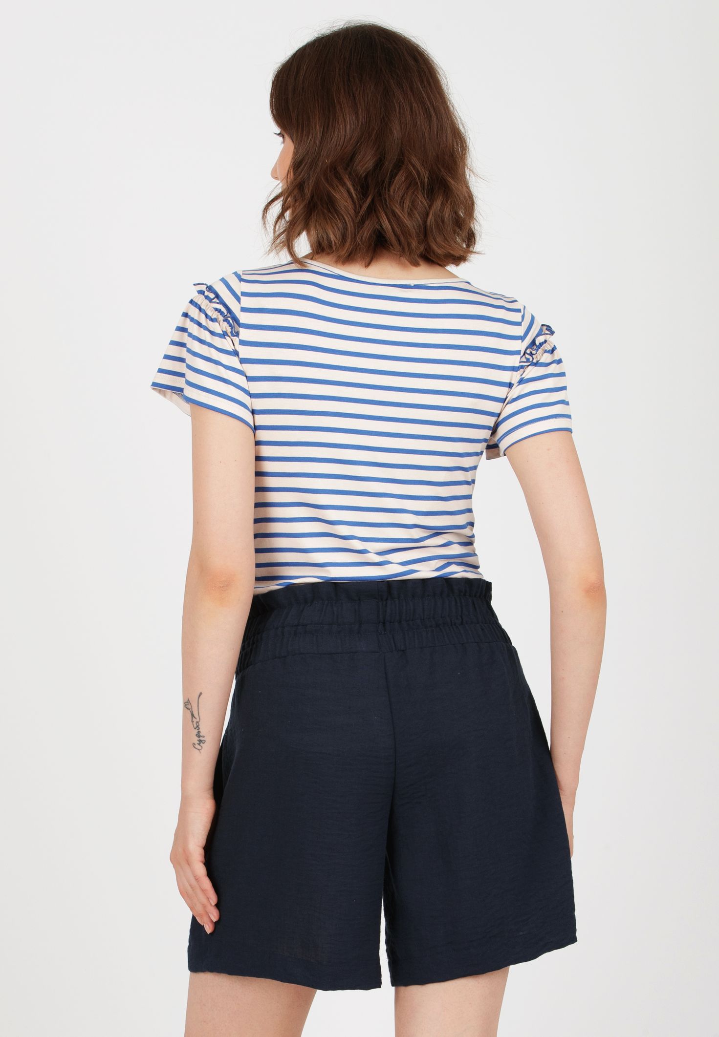 KATIA - Striped Maternity T-shirt (China Blue, XS)