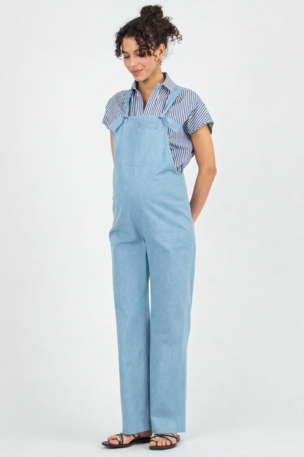 BETTA – Lightweight Denim Maternity Dungaree (Azzurro)