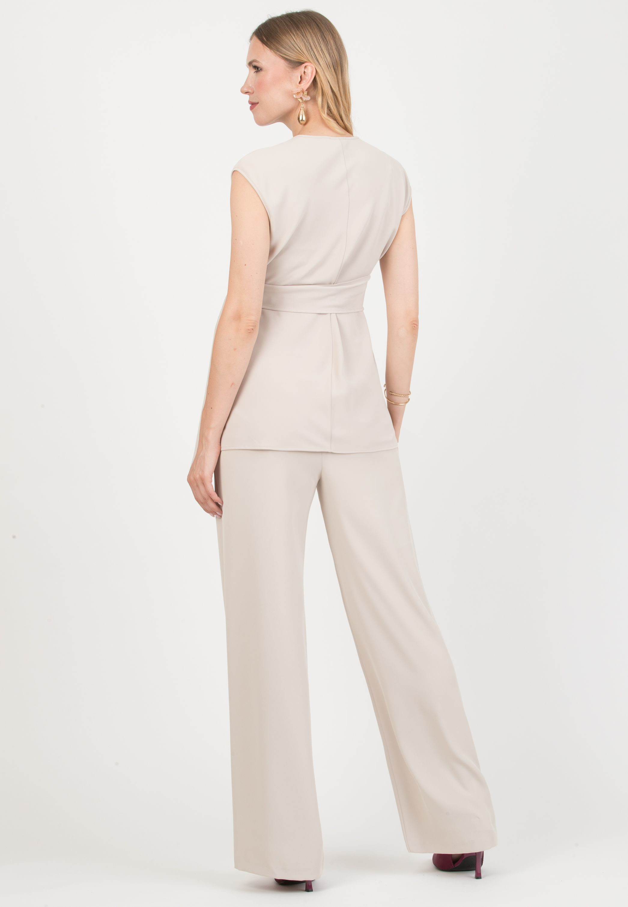 KIMBERLY – Maternity Palazzo Trousers in Cady (Gesso)