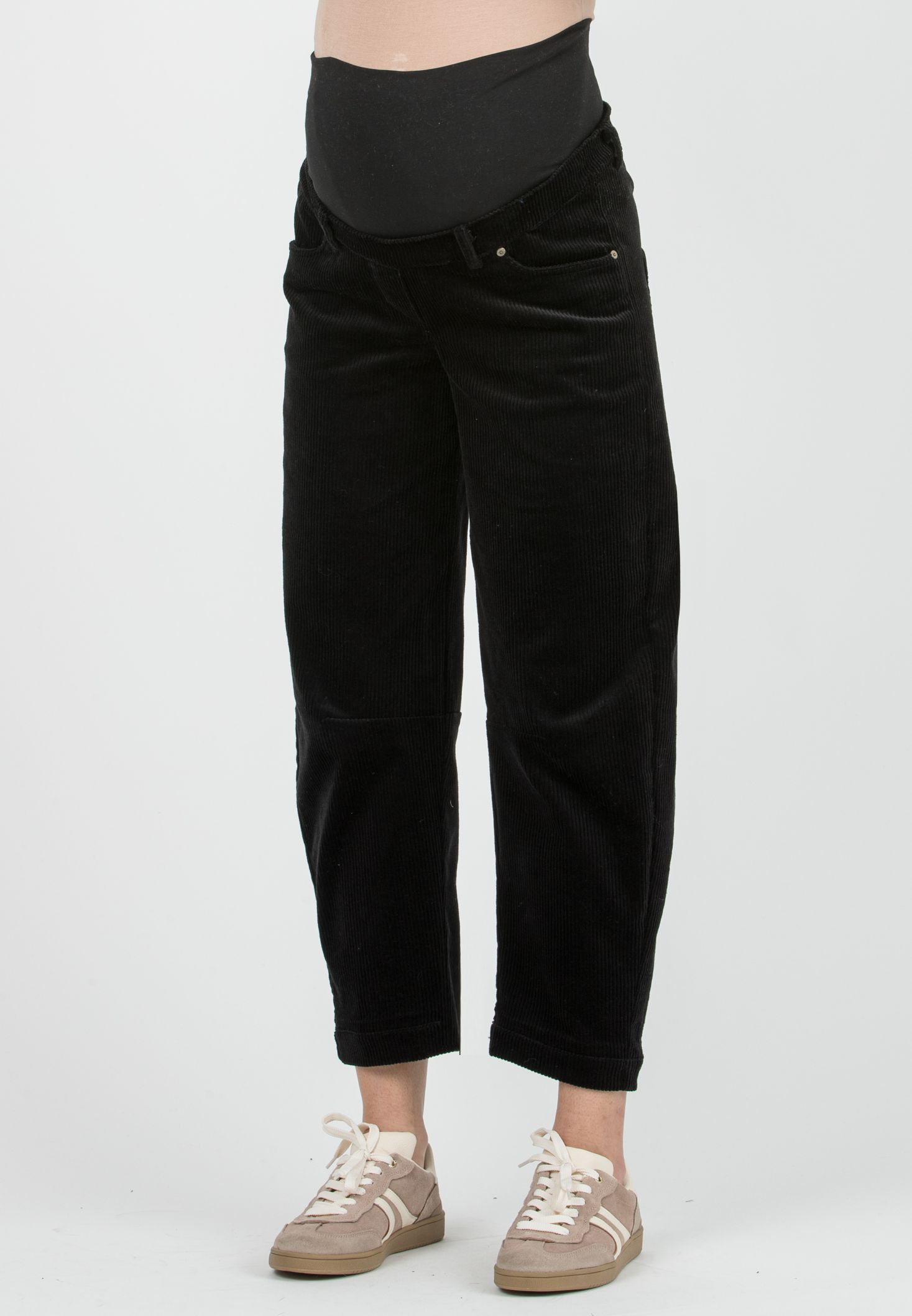 BRODY V - Pantalone Premaman in Velluto a Costine Ballon Fit (Nero)