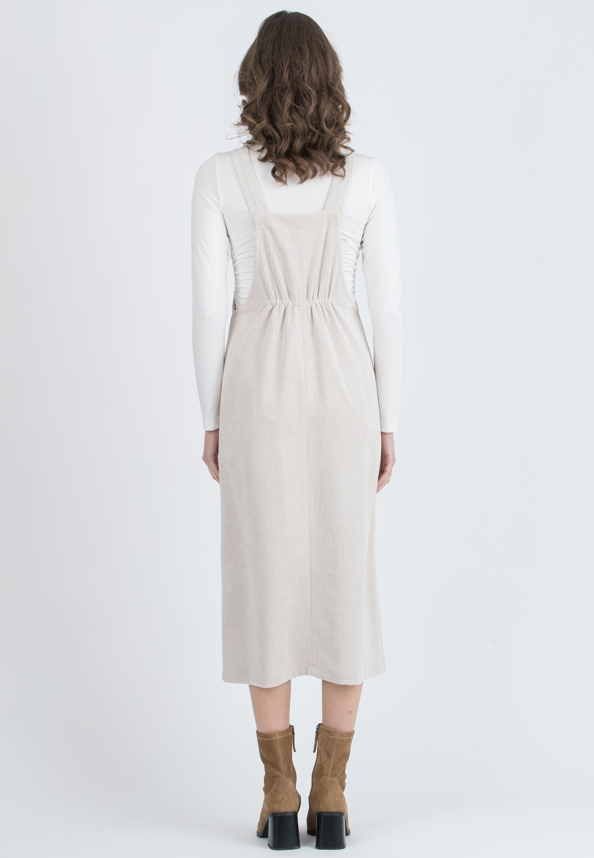 PAMELA – Maternity Corduroy Pinafore (Naturale)