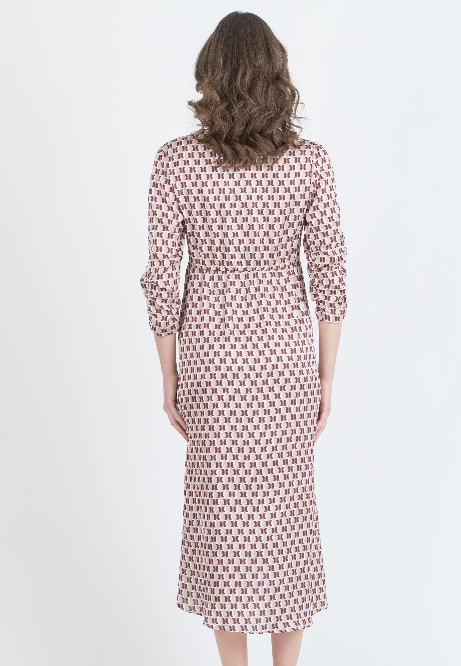 BELEN M/L - Maternity & Nursing Dress with Knotted Bodice and 3/4 Sleeves (Rosa)