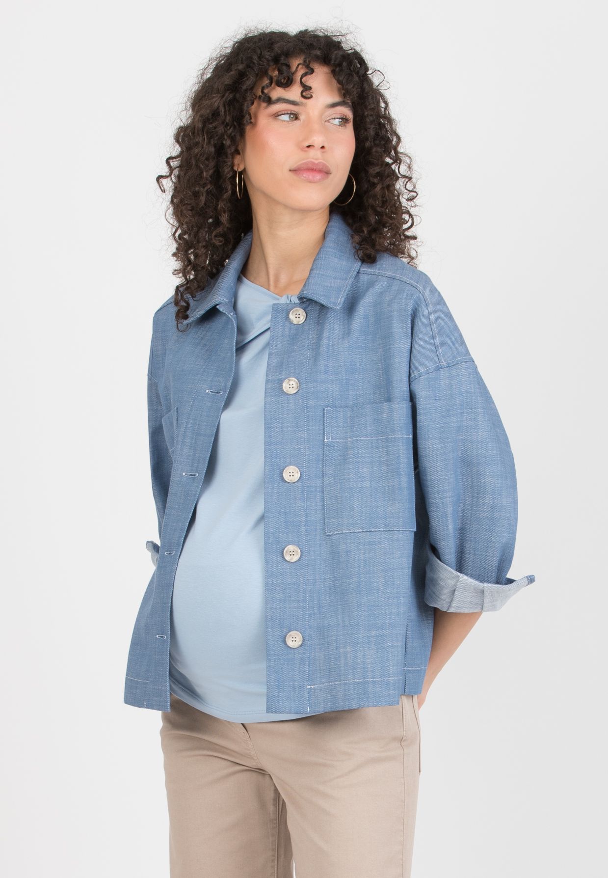 NINA - Maternity Denim Shirt Jacket (Azzurro)