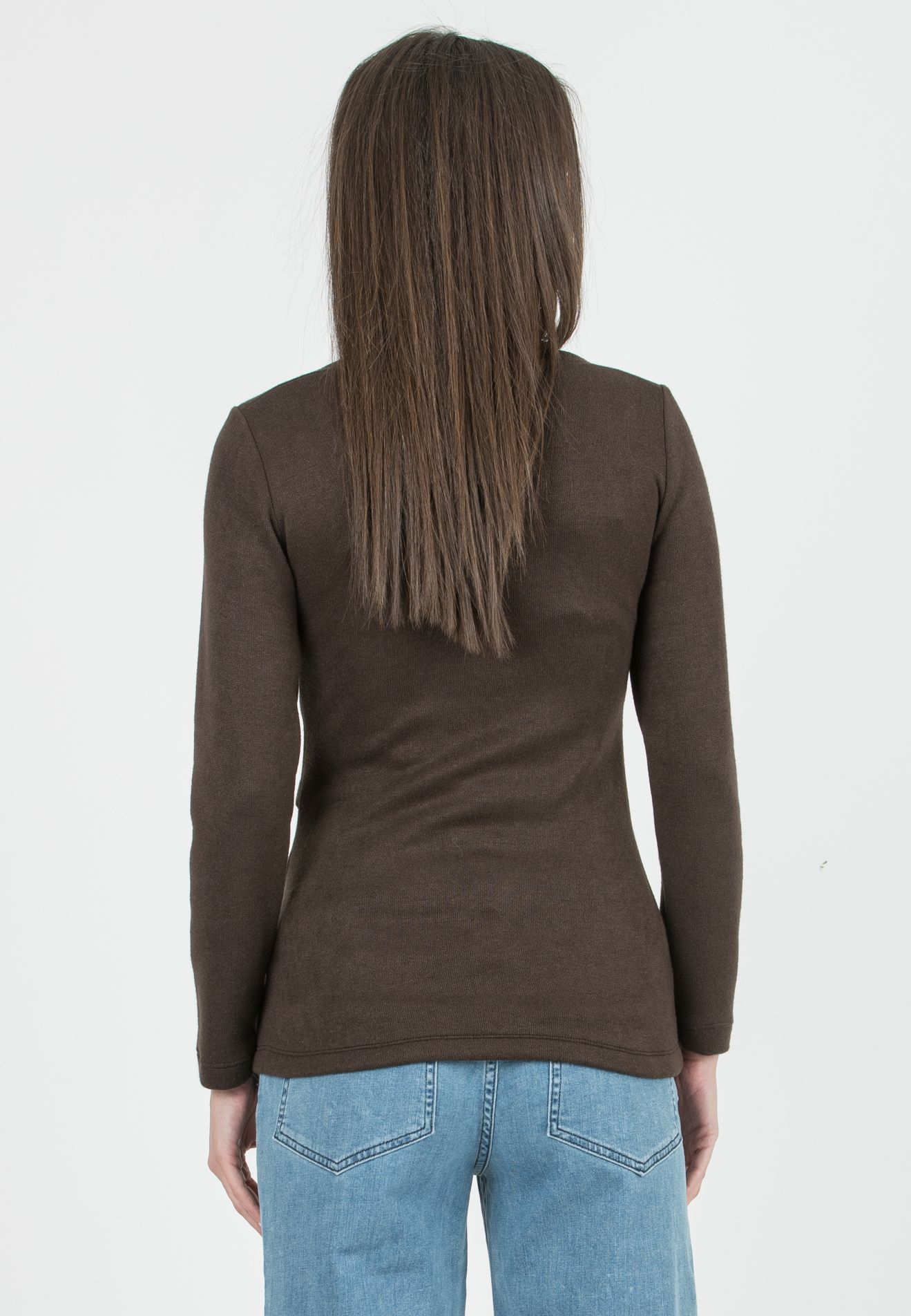 AMELIA M - Maternity Sweater in Viscose Yarn with Waistband (Marrone)
