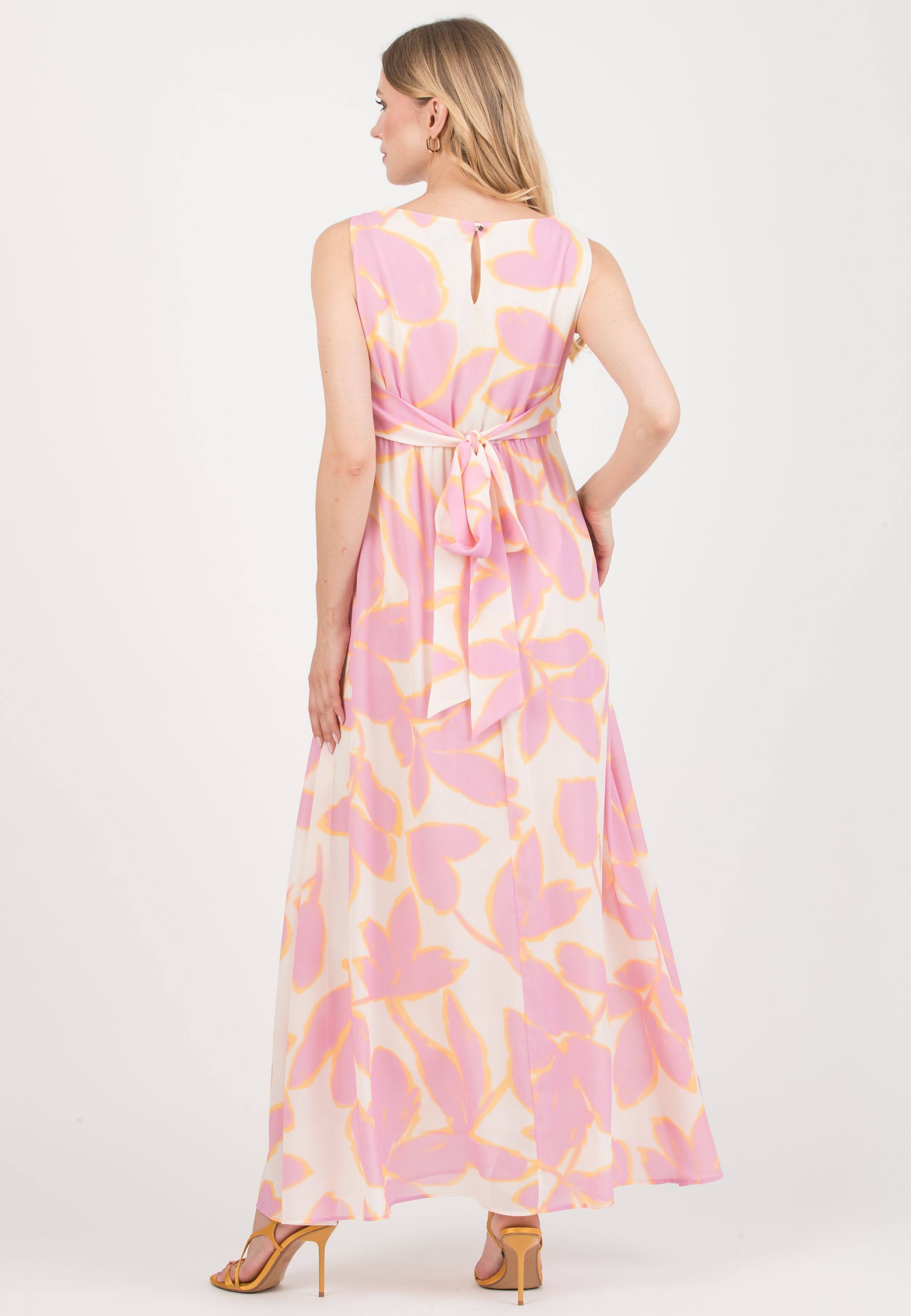 LILY – Abito Premaman Lungo in Georgette Stampata (Rosa, XS)