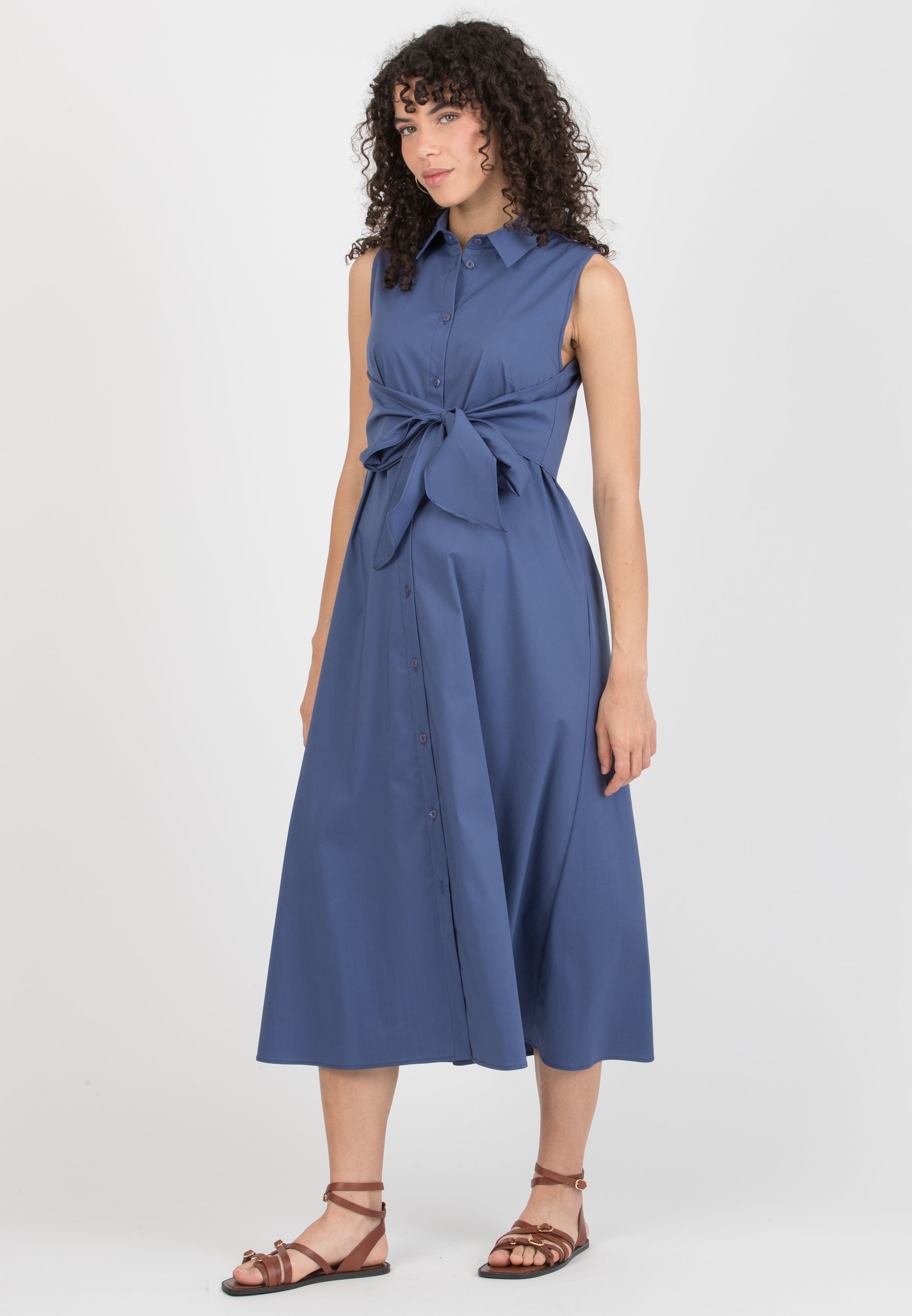 MICHELA – Maternity & Nursing Shirt-Style Dress (Denim, XXS)