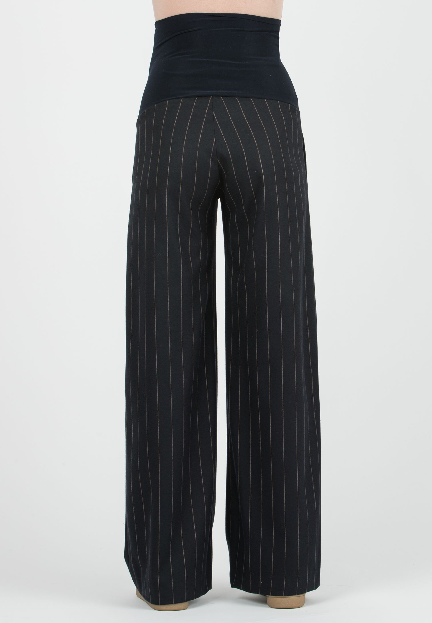 WINONA G - Maternity Pinstripe Palazzo Trousers (Blu)