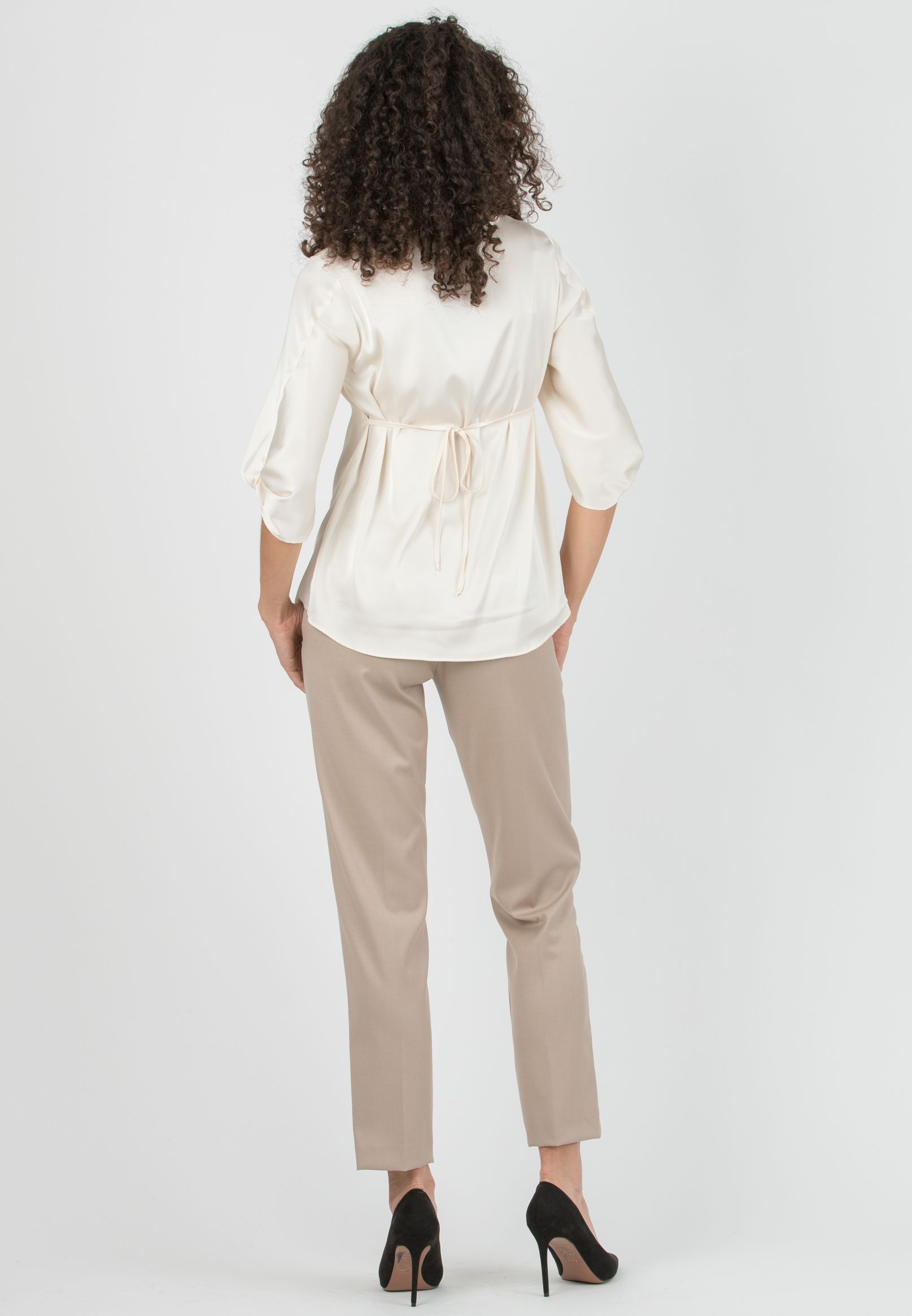 NAOMI - Pantalone Premaman da Ufficio in Morbida Flanella (Beige)