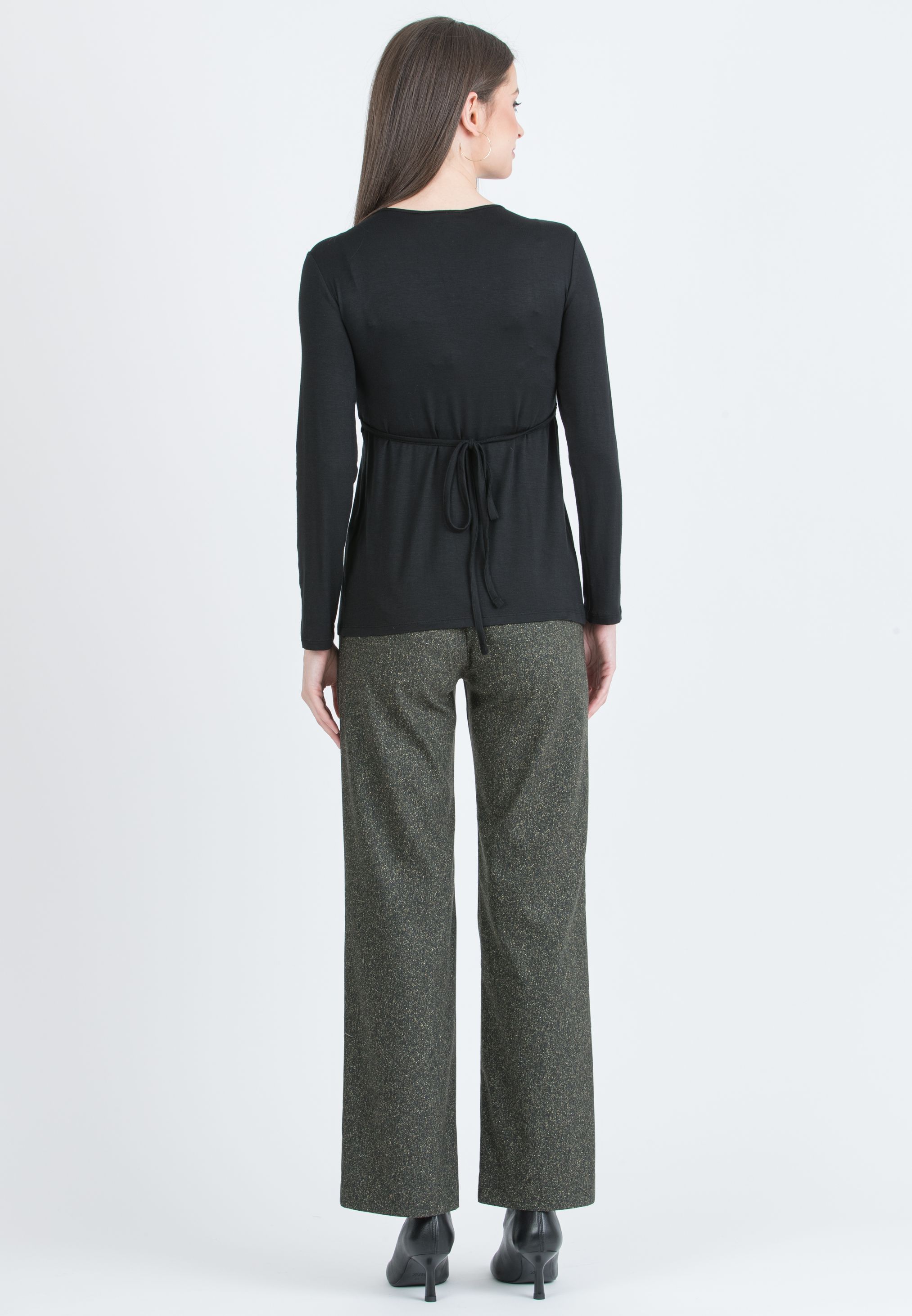 MARGHERITA M/L - Maternity and Nursing Crossover T-shirt with Strings (Nero)