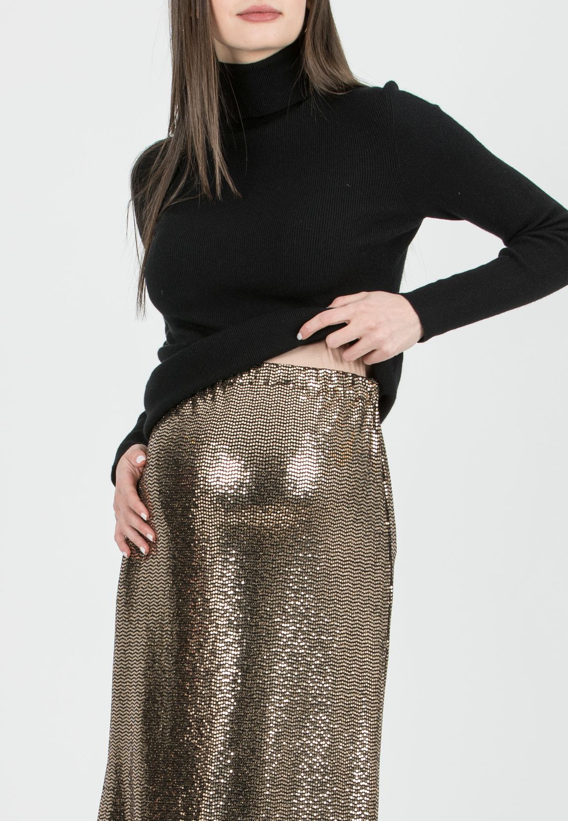 VERA P - Sequin Pencil Skirt (Giallo Ocra)