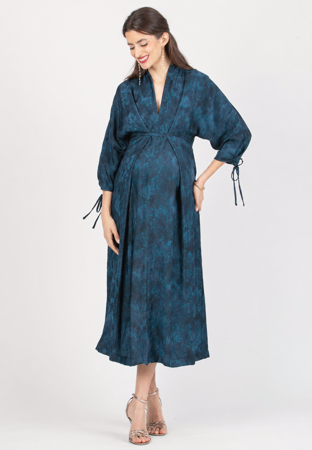 VIOLA - Abito Kimono Premaman in Viscosa con Laccetti (Ottanio)