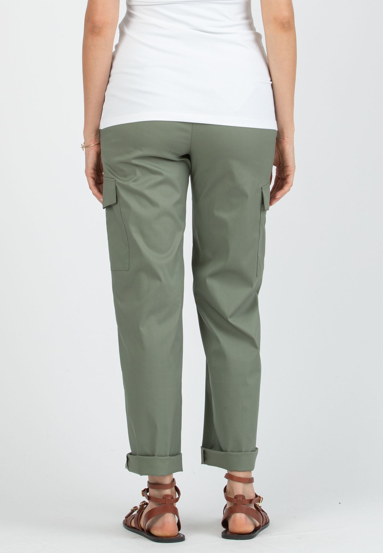 PALOMA - Maternity Cargo Trousers in Cotton (Verde Salvia)