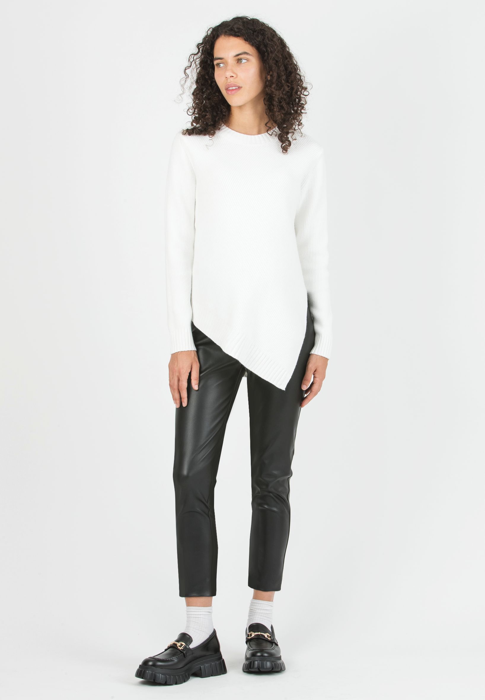 MANILA - Asymmetrical Maternity Sweater (Bianco Ottico)