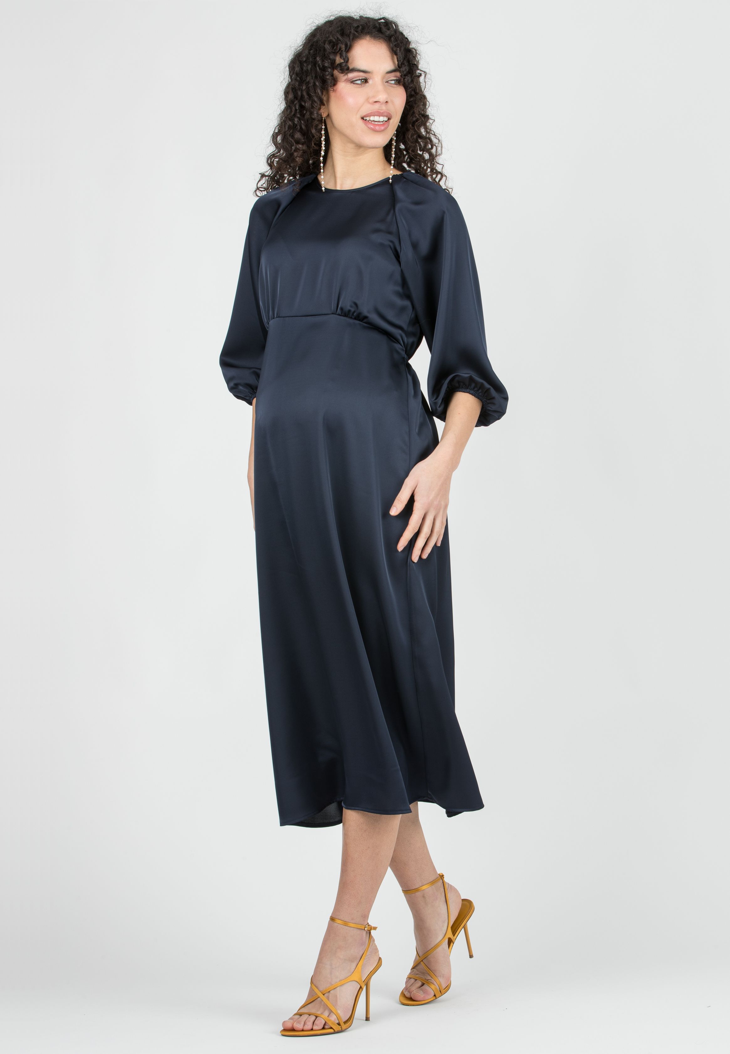 LESLIE - Abito Premaman Midi con Maniche Raglan (Blu Scuro)