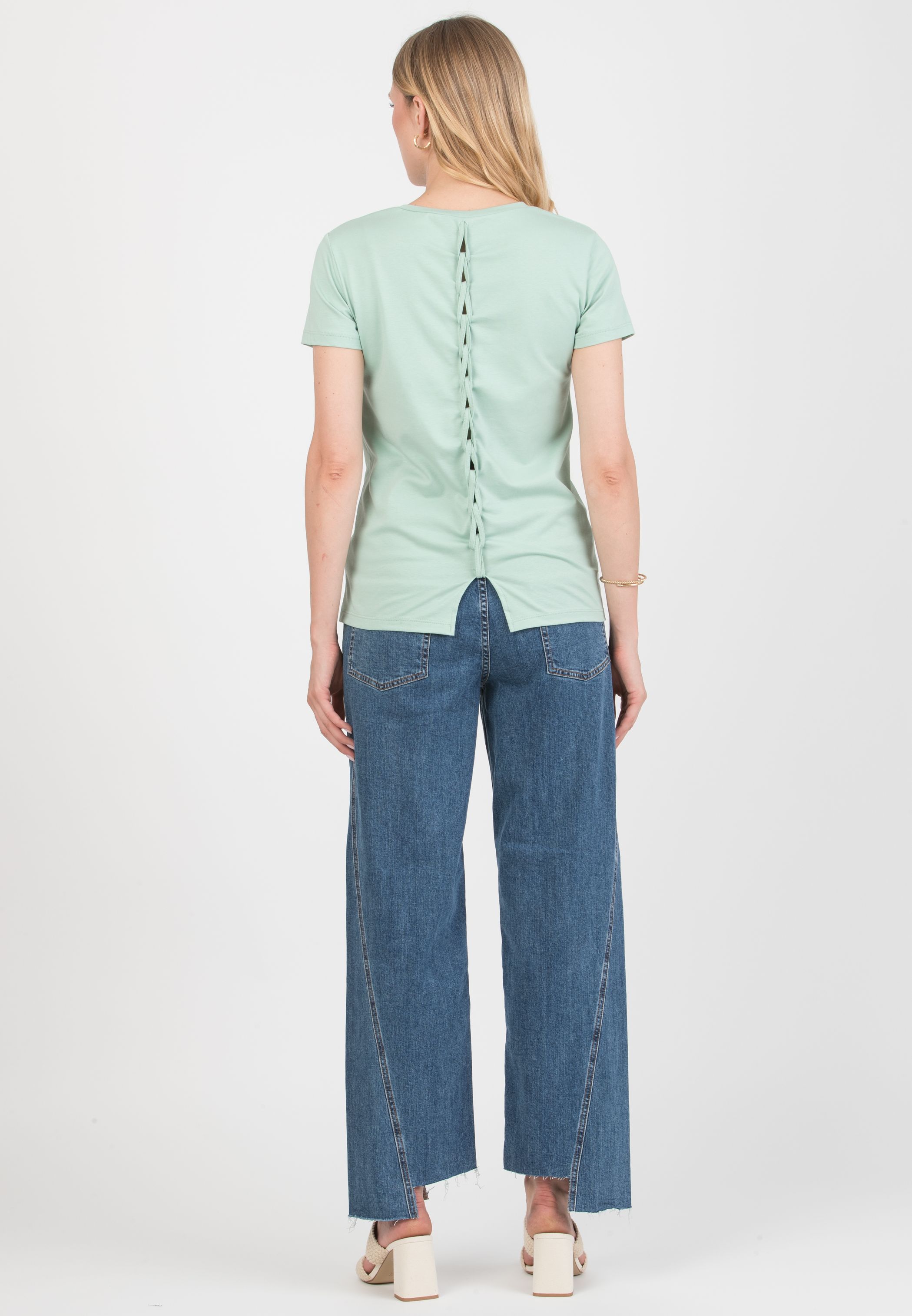 DAJANA - Jeans Premaman a Gamba Ampia con Dettaglio Spicchio (Blu Cobalto, XS)